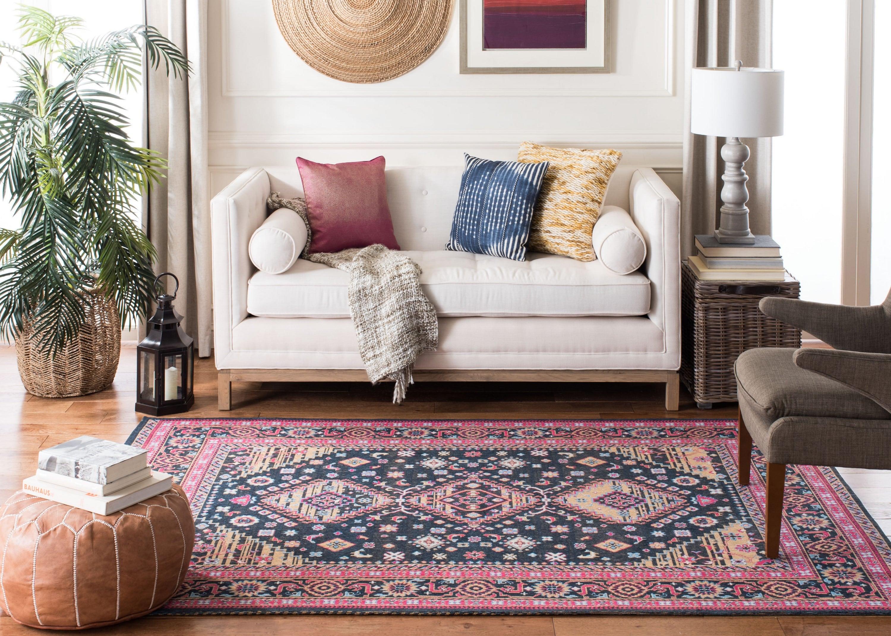 Classic Vintage CLV114 Power Loomed Area Rug - Navy/Pink - 4'x6' - Safavieh.
