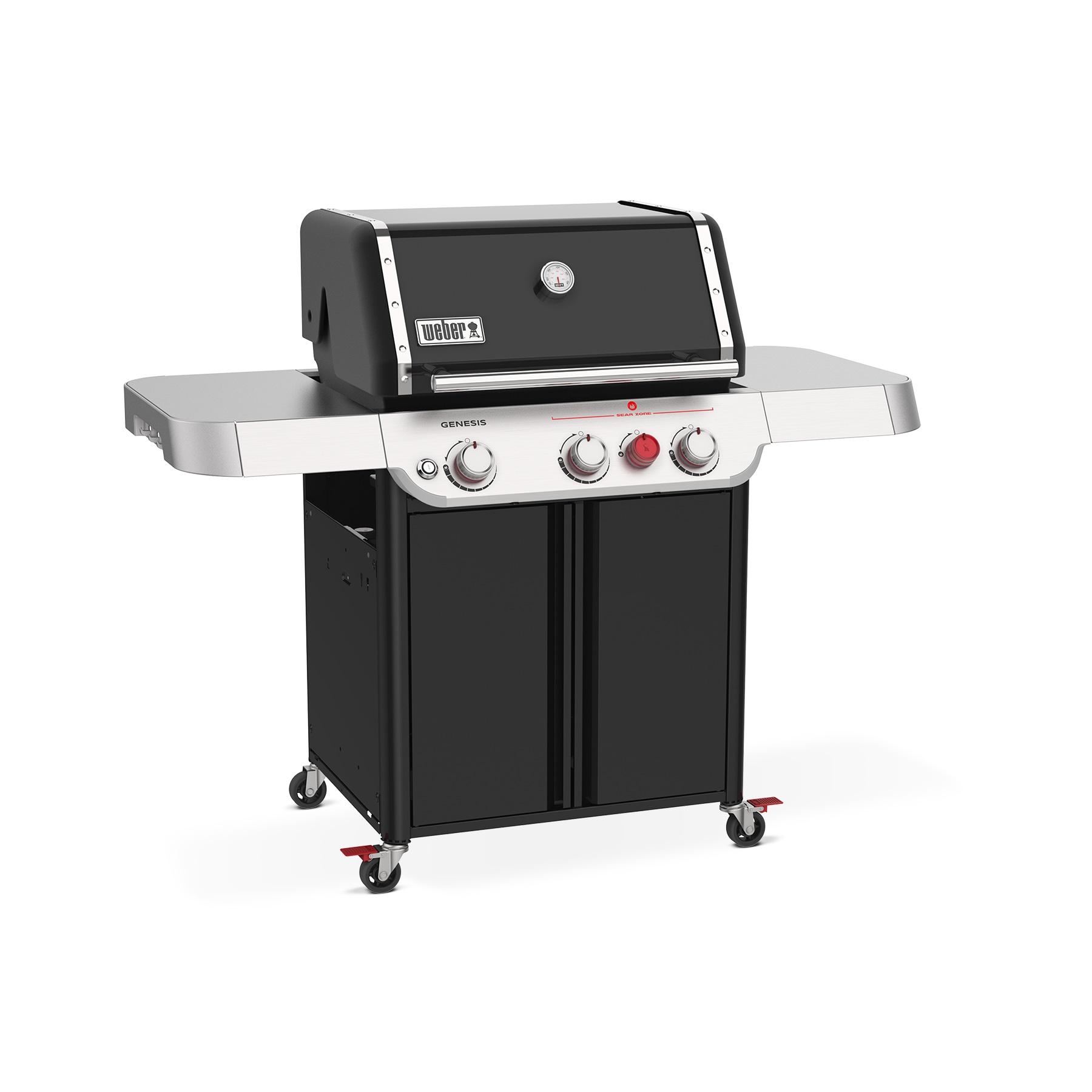Weber Genesis E-325 3-Burner Silver Propane Gas Grill with Side Tables and Thermometer