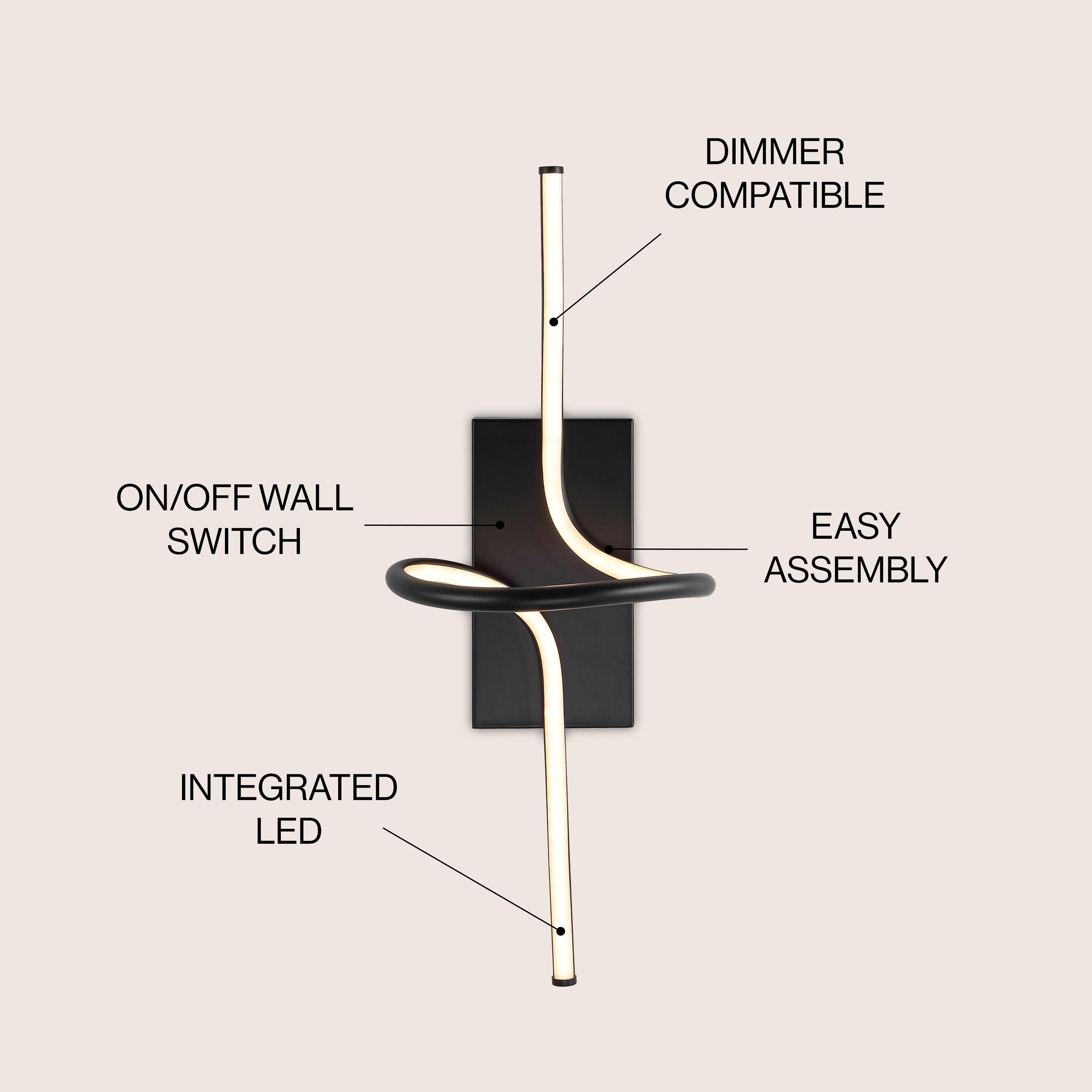 Sketch 9" Minimalist Metal Integrated LED Vanity Light Sconce, Black