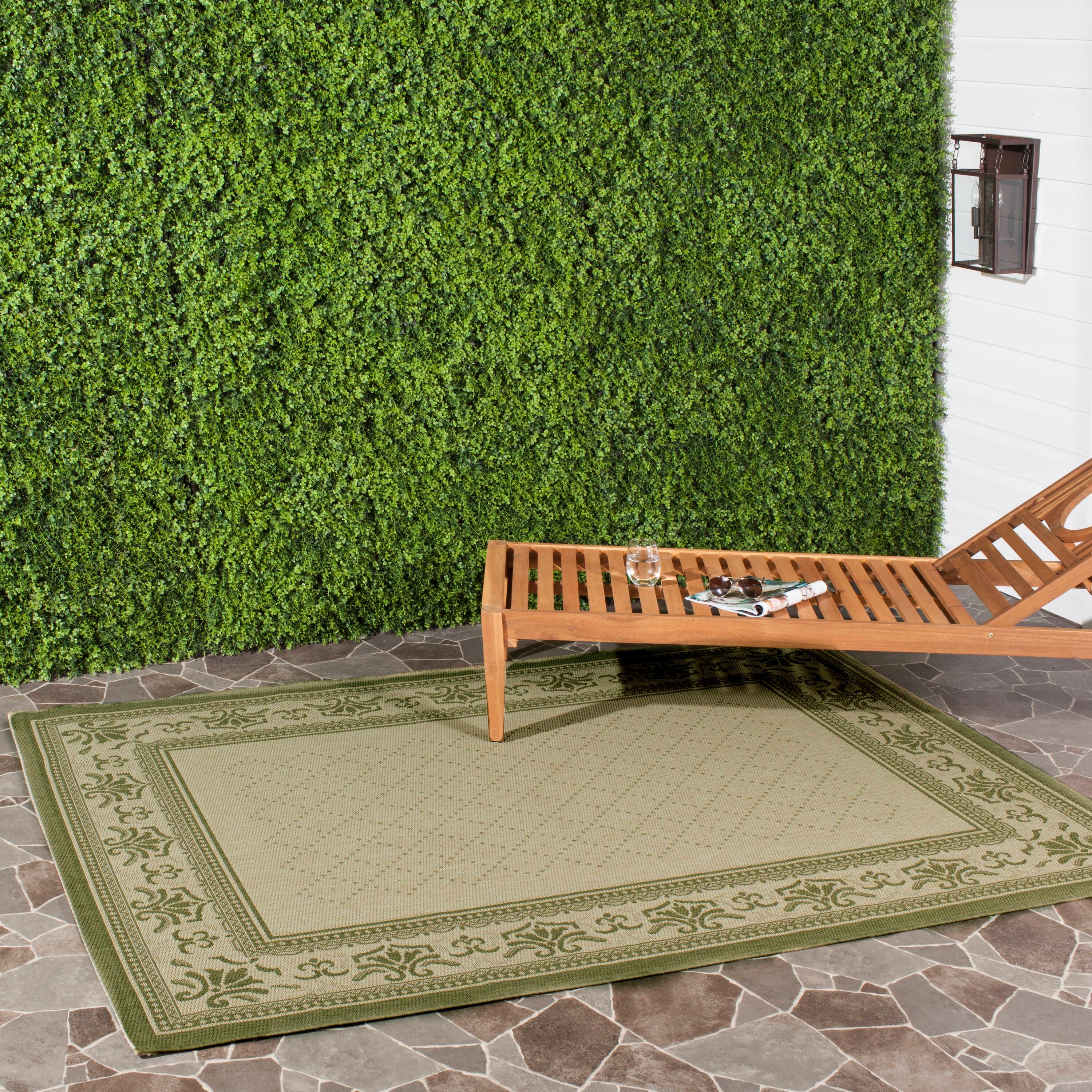 Courtyard CY0901 Power Loomed Indoor and Outdoor Area Rug - Natural/Olive - 4'x5'7" - Safavieh