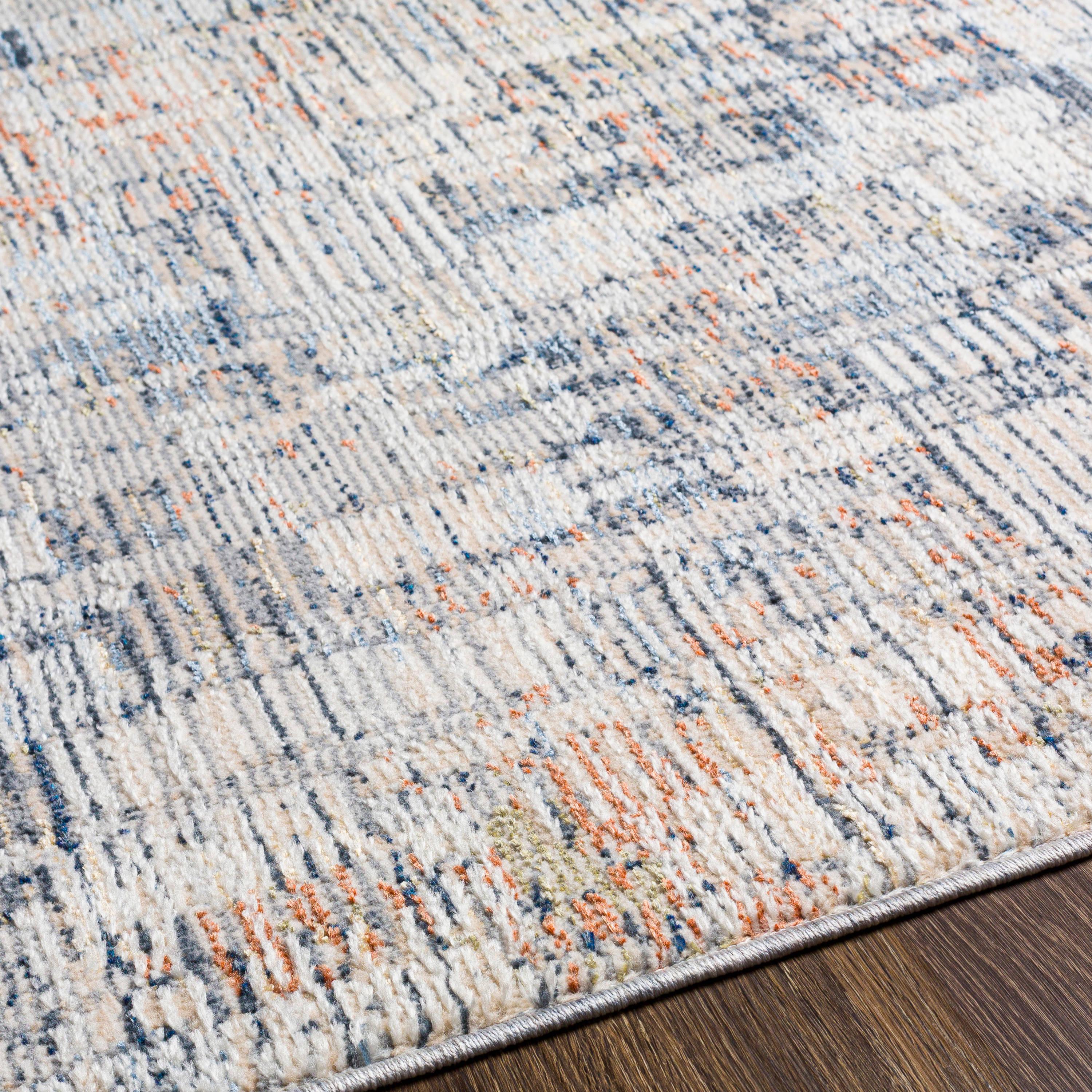 Gray and Multicolor Abstract Synthetic Area Rug