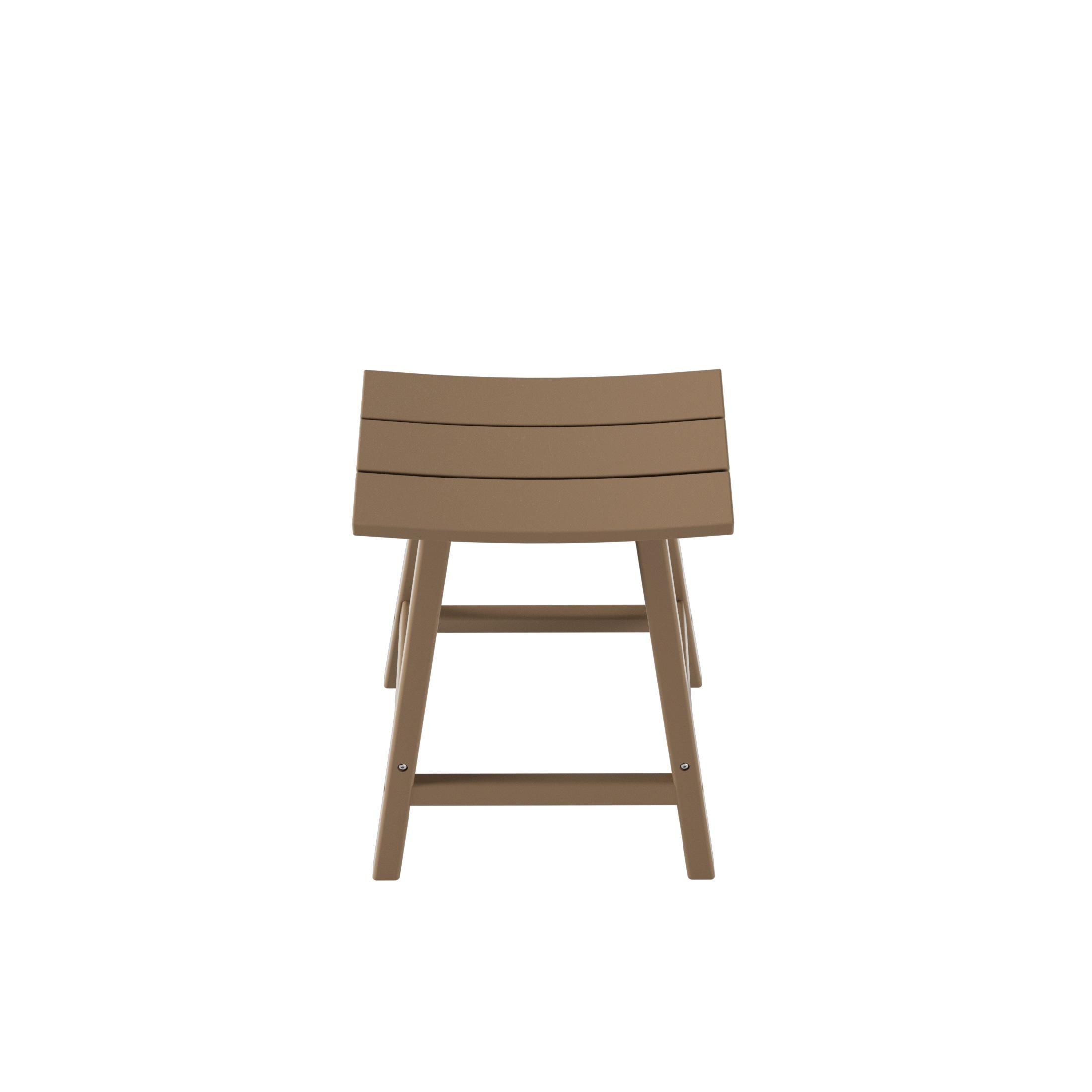 Polytrends Laguna Hdpe All Weather Outdoor Patio 24" Saddle Seat Counter Stool (Set Of 2) Weathered Wood Glam