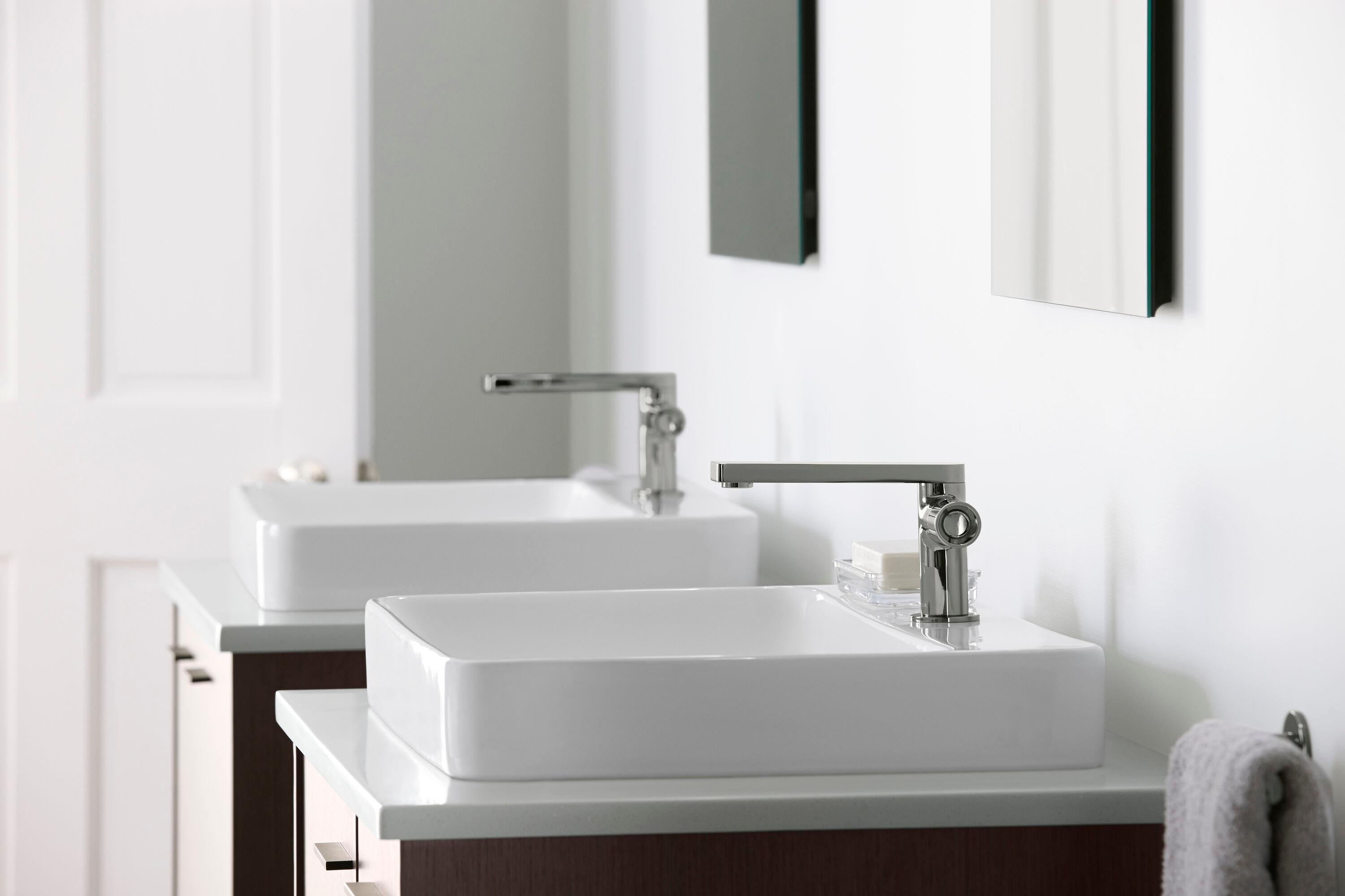 Vox® Vitreous China Rectangular Vessel Bathroom Sink with Overflow