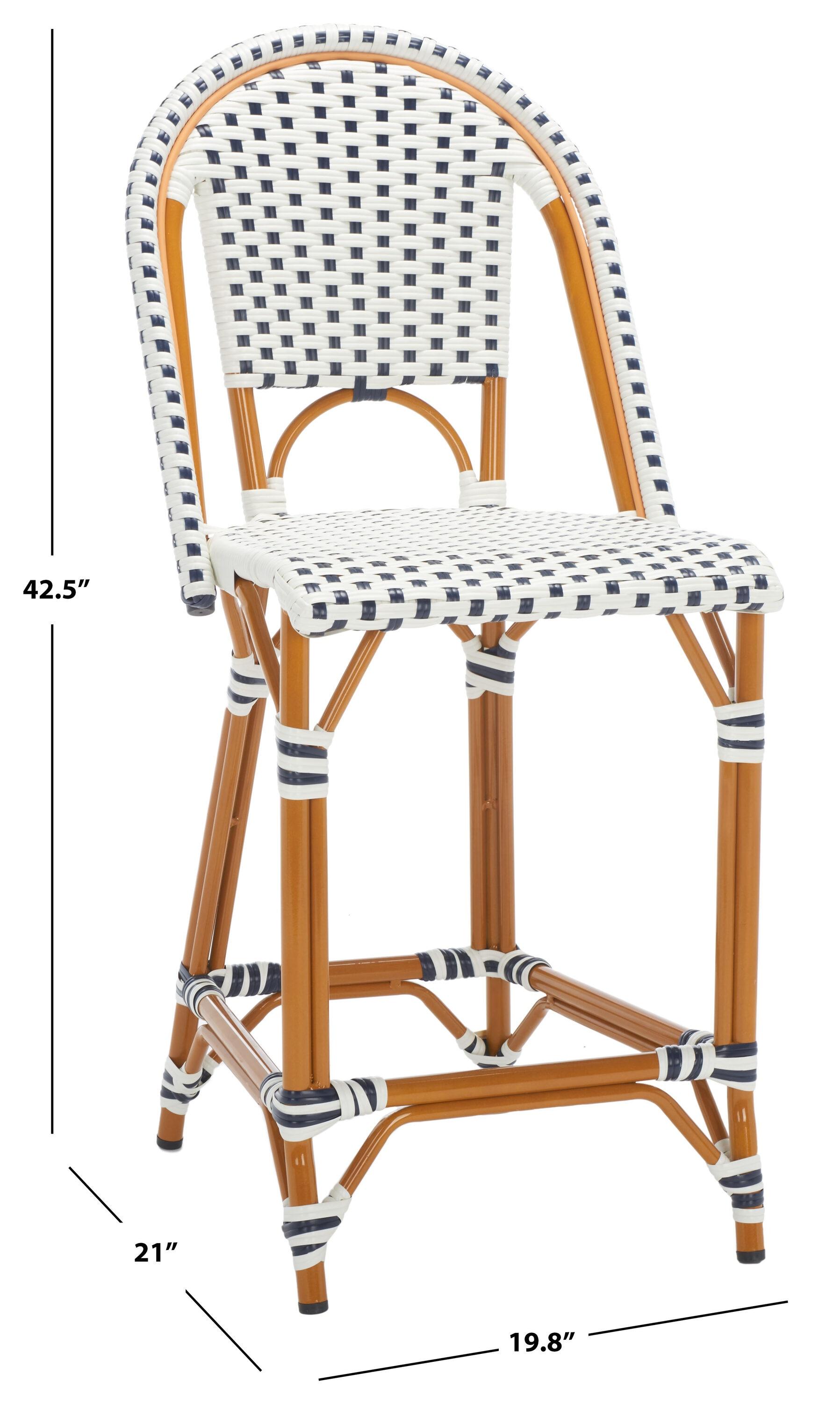 California Counter Stool - Indoor/Outdoor - PAT7532 - White/Navy - Safavieh