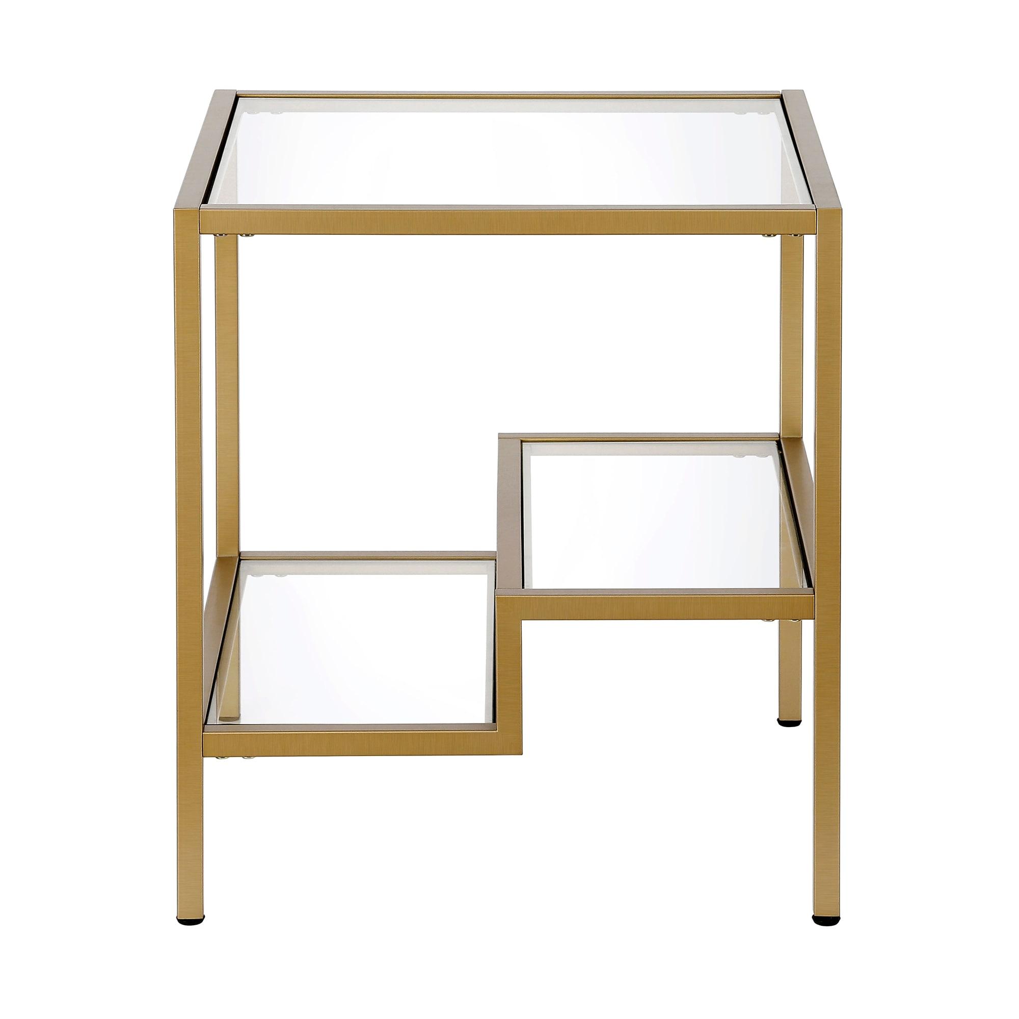 Evelyn&Zoe Lovett 20" Wide Square Side Table, Brass