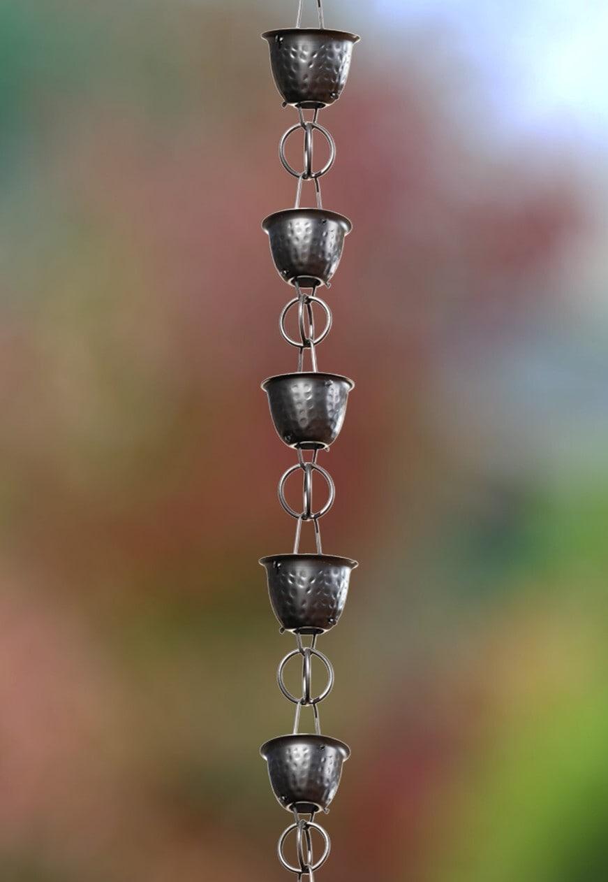 Monarch Rain Chains Aluminum Hammered Cup Rain Chain Replacement Downspout for Gutters