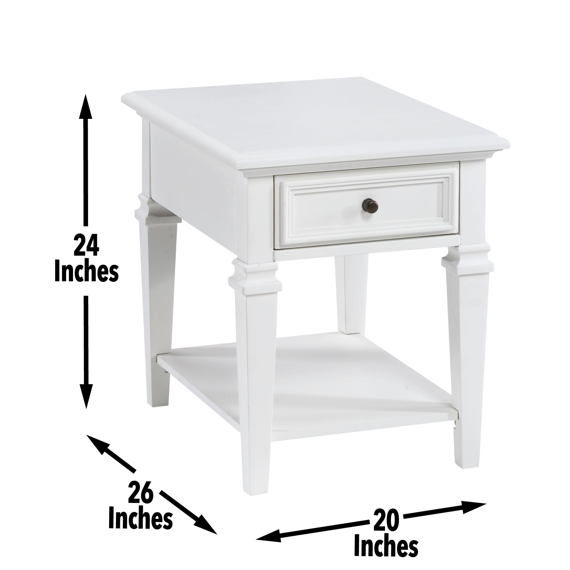 Charlestown End Table White - Steve Silver Co.: Farmhouse Style, Storage Shelf, Cottage Accent Table