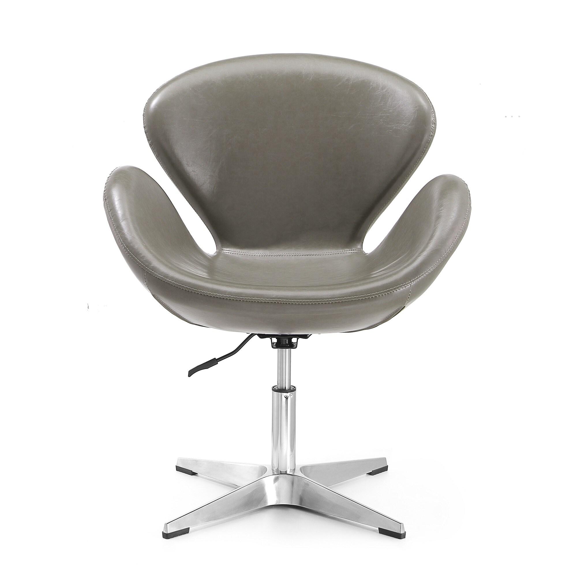 Set of 2 Raspberry Faux Leather Adjustable Swivel Chairs Pebble - Manhattan Comfort