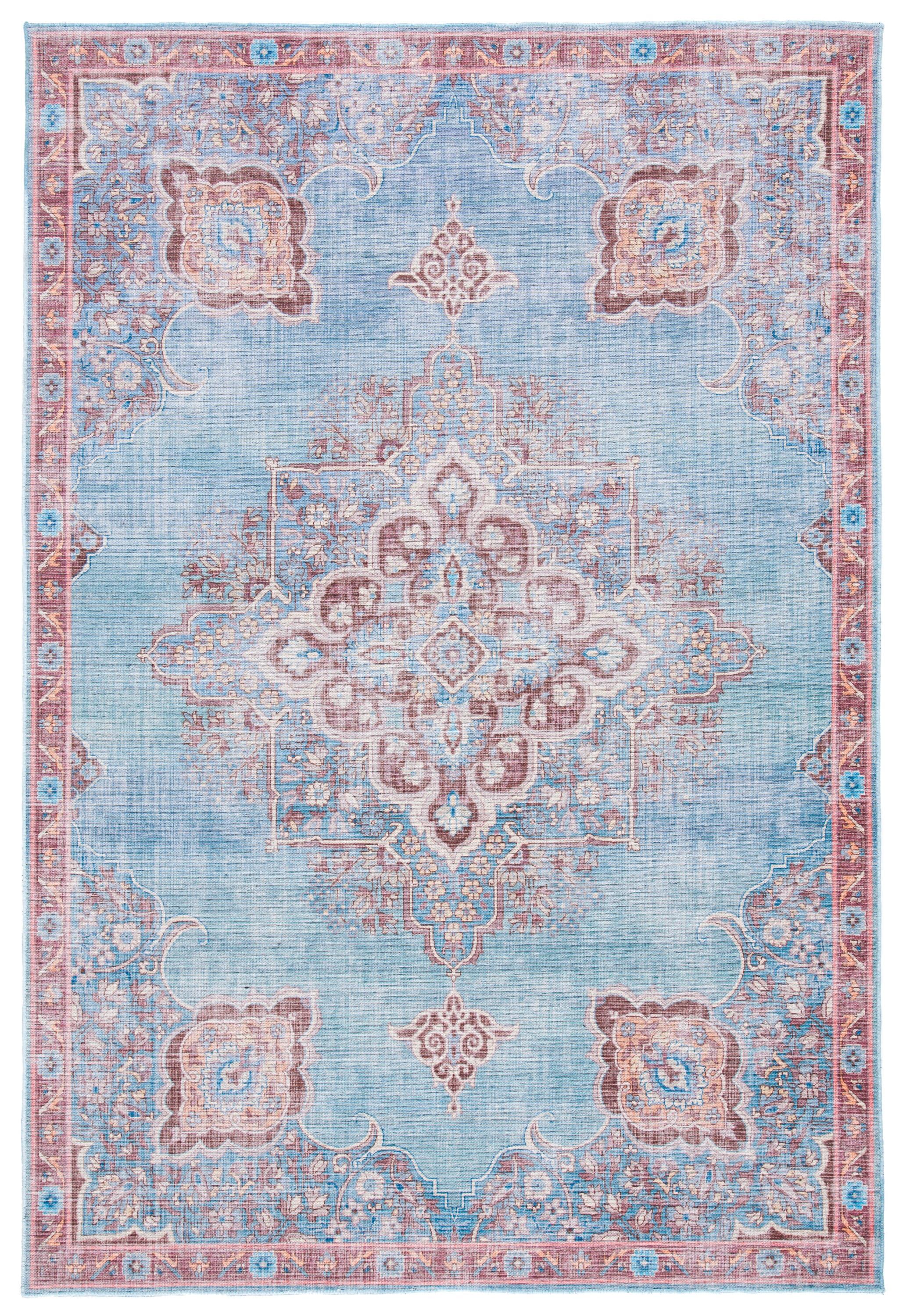 Serapi SEP580 Power Loomed Machine Washable Skid-Resistant Indoor Area Rug - Blue/Brown - 8'x10' - Safavieh
