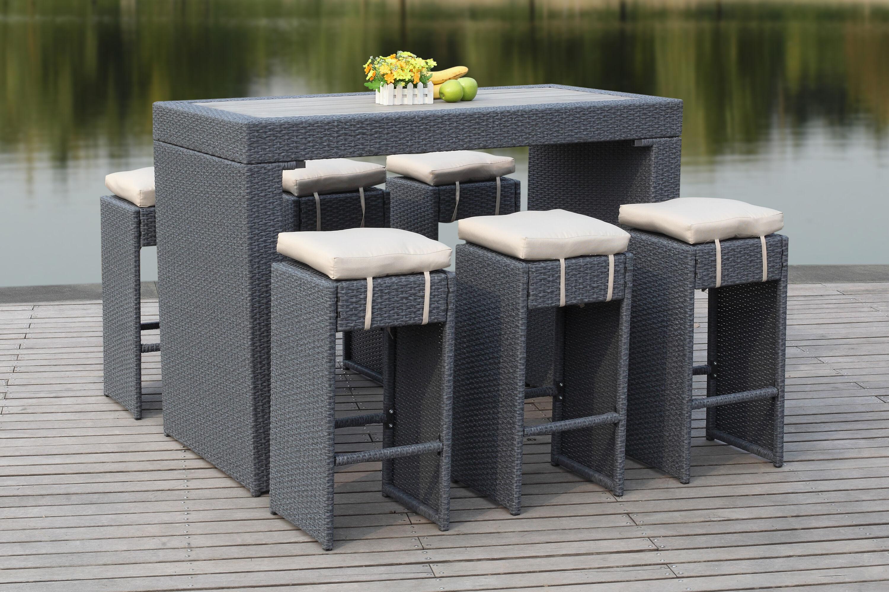 Sanders Bar Set - Indoor/Outdoor - PAT2502 - Titanium/Sand - Safavieh