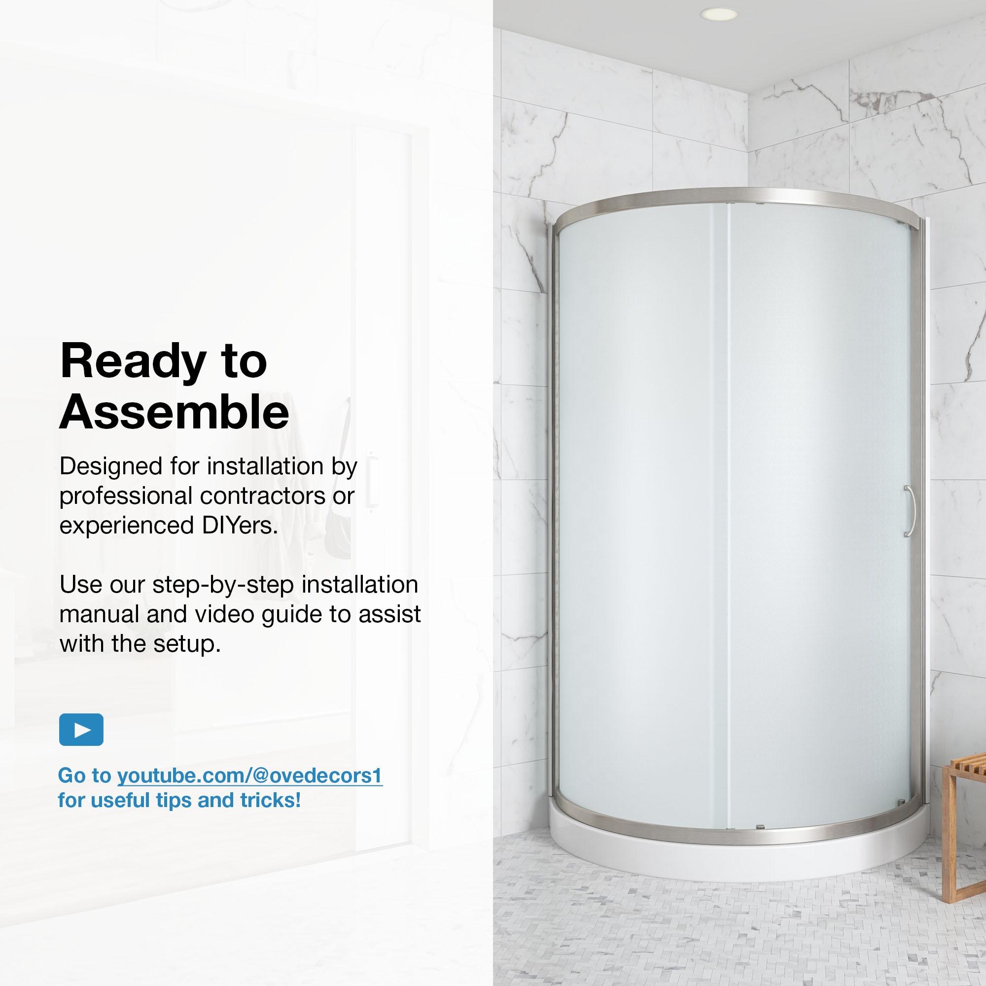 OVE Decors Breeze 33 in. Round Shower Kit w/ Frosted, Base, Wall