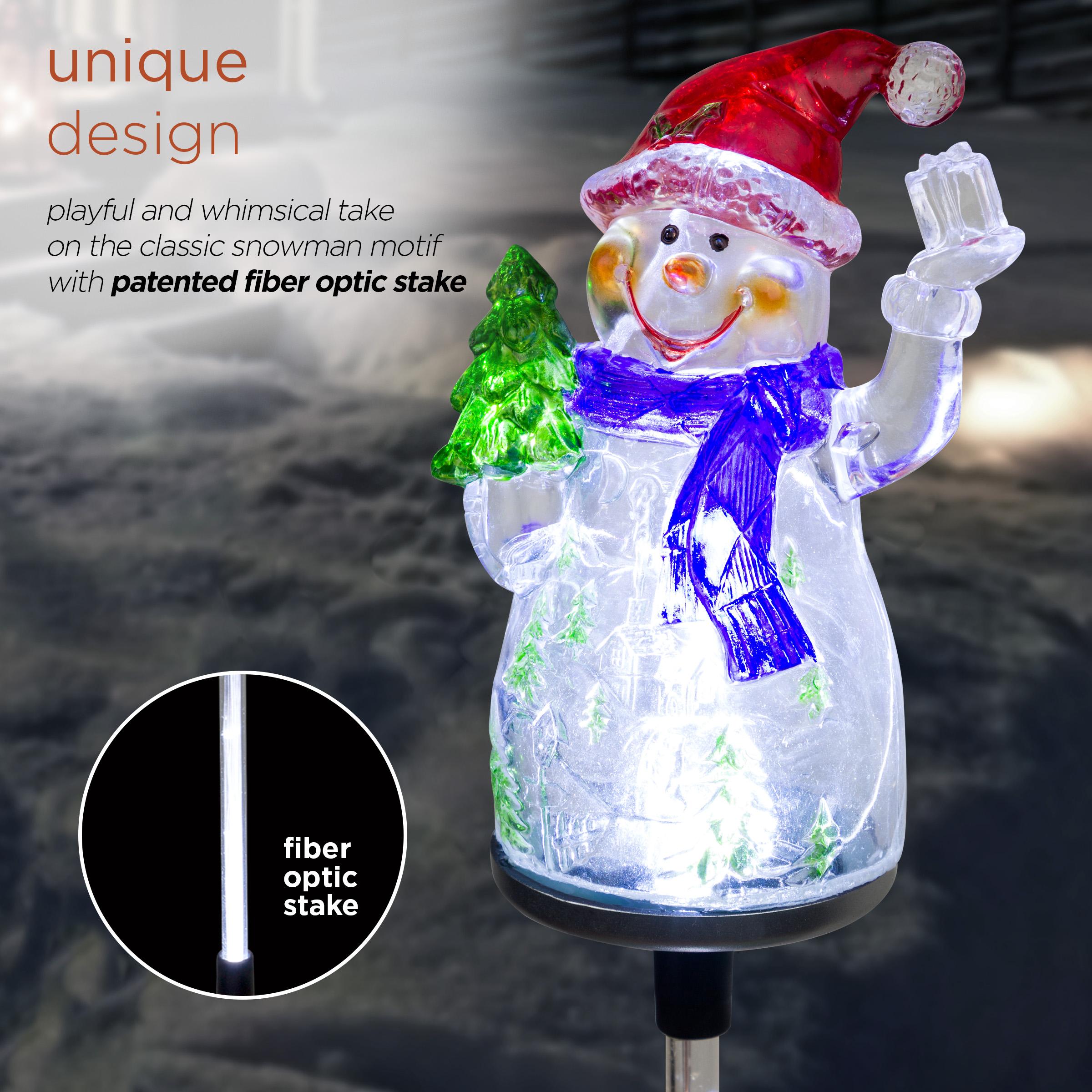 Alpine Corporation 34" Snowman Solar Powered Glass Garden Stakes (2 Pieces)