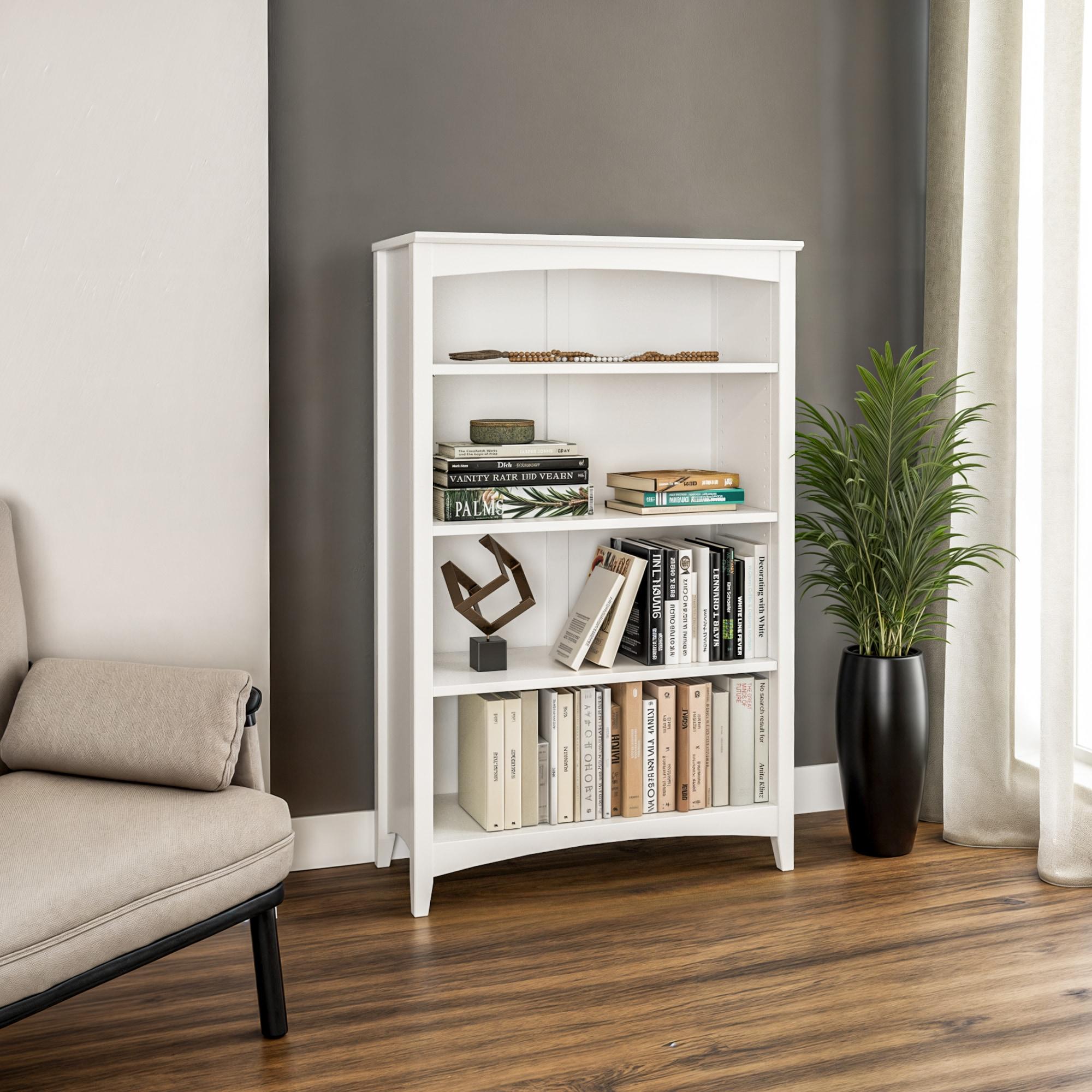 Shaker Style Bookcase - 48"H - White Finish