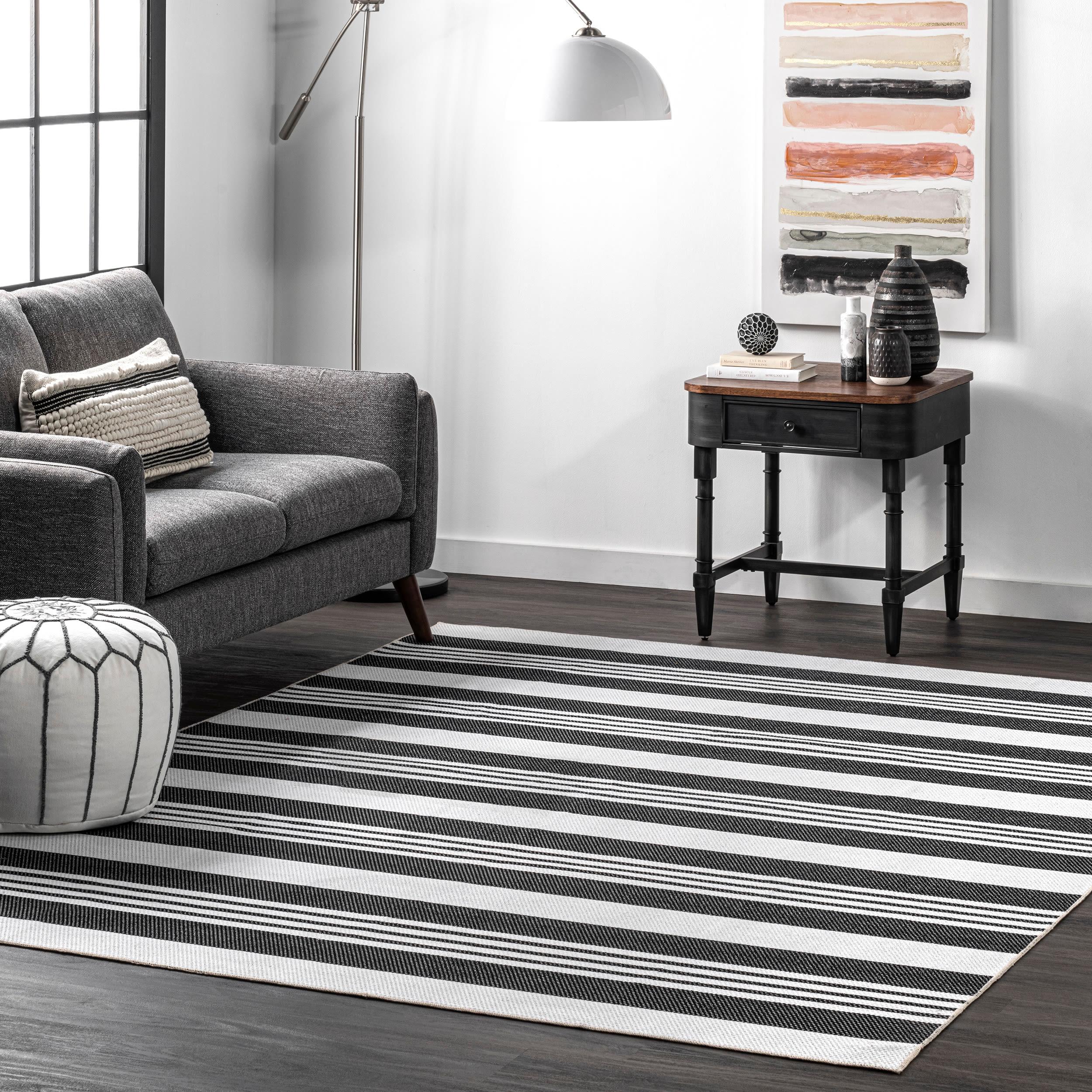 Nuloom Lena Pet Friendly Machine Washable Striped Area Rug, 3' x 5', Charcoal