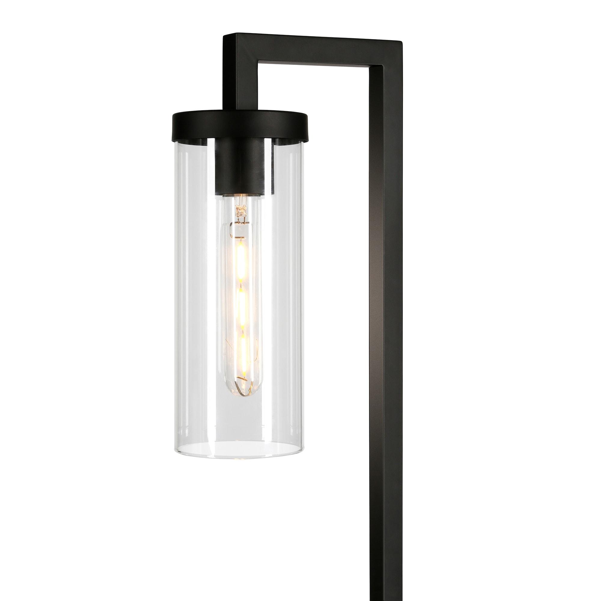 Evelyn&Zoe Lámpara de Mesa Moderna de Metal con Pantalla de Vidrio Transparente