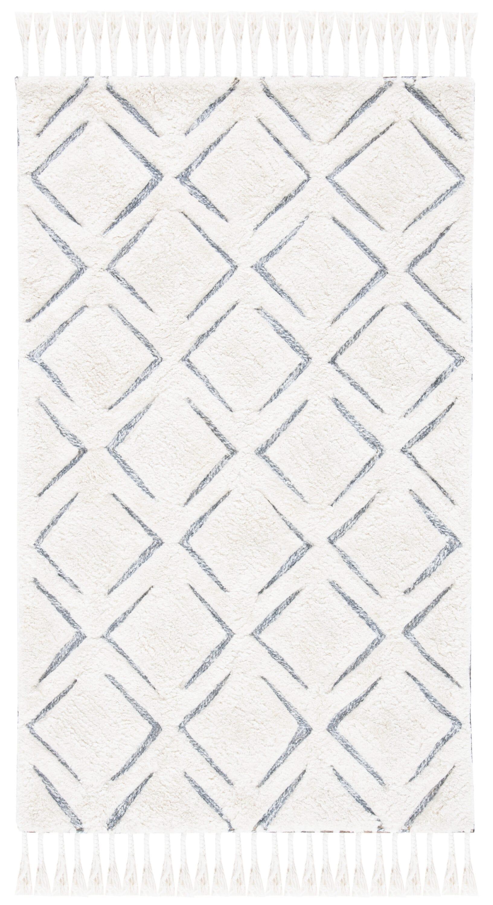 Sahara SAH454 Hand Tufted Indoor Accent Rug - Ivory/Grey - 3'x5' - Safavieh