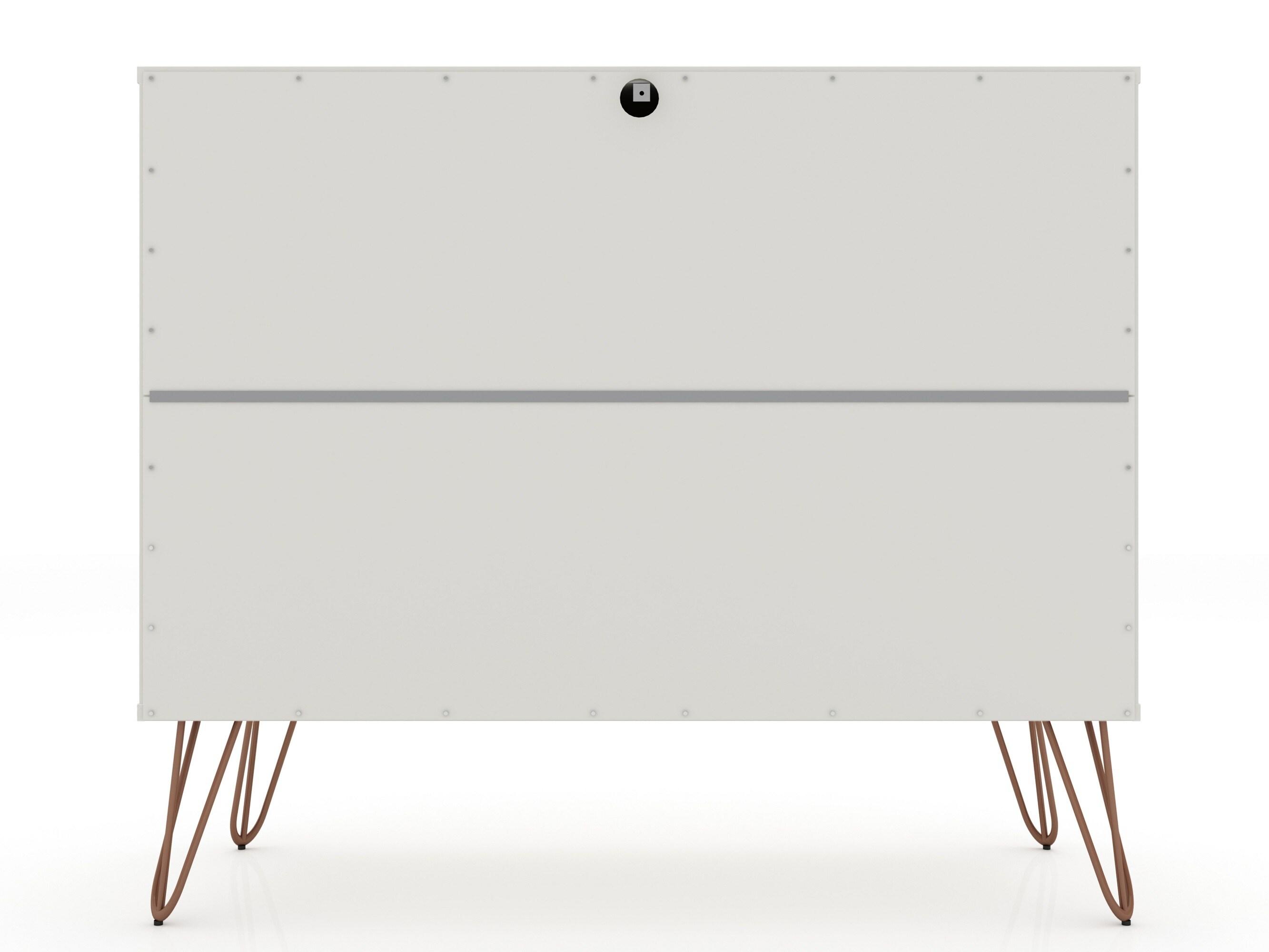 Set of 2 Rockefeller 3 Drawer Dresser Off White - Manhattan Comfort: MDF Bedroom Storage, Easy-Glide, Includes Anti-Tip Hardware
