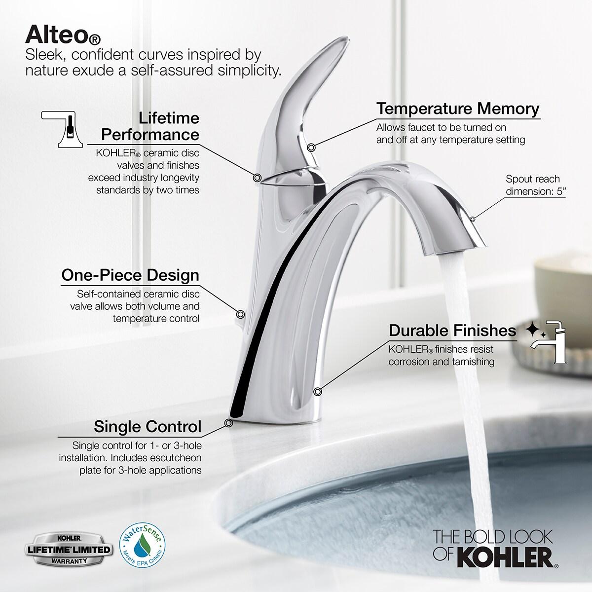 Alteo Single Hole Bathroom Faucet with Drain Assembly