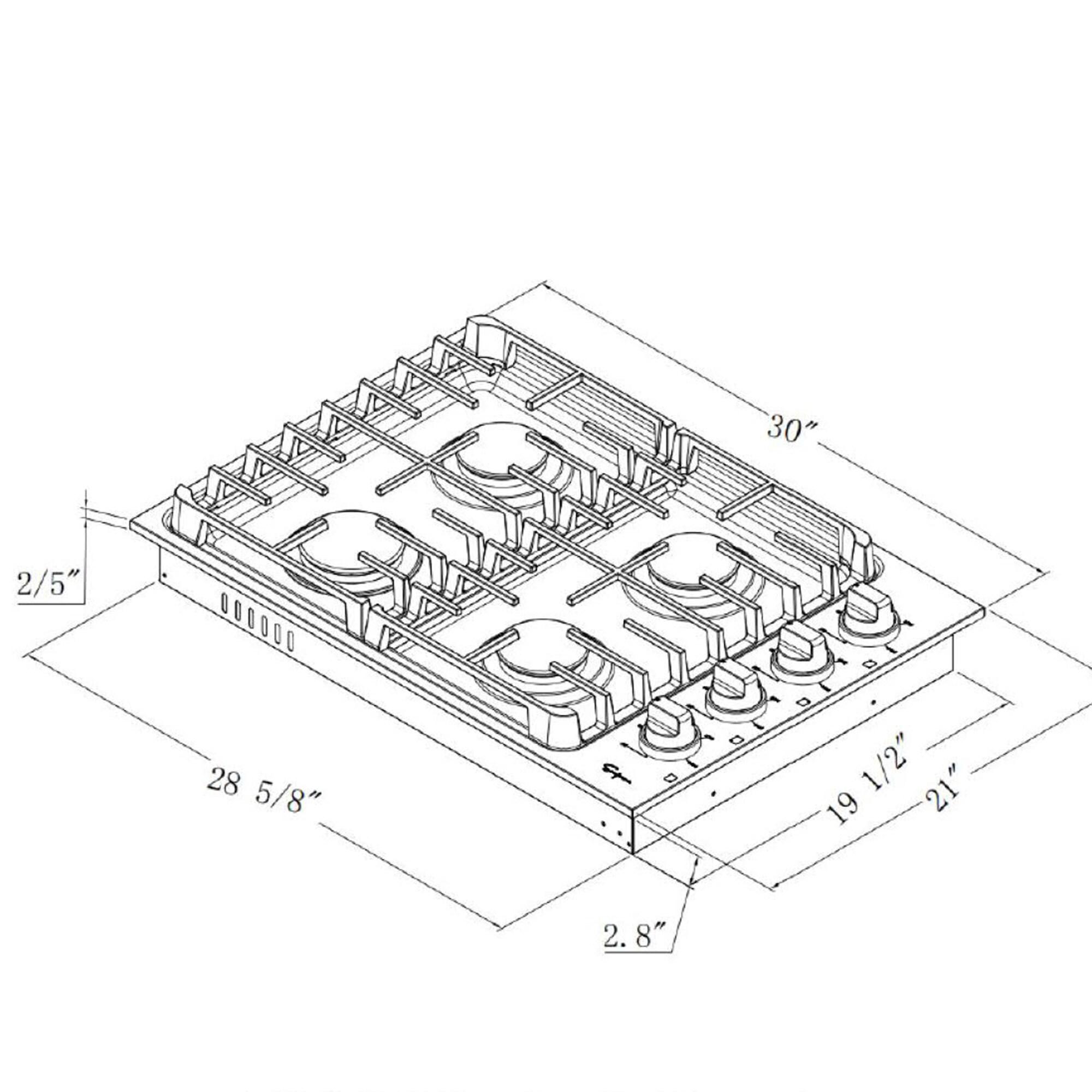 Empava 30" Stainless Steel 4 Burner Cooktop