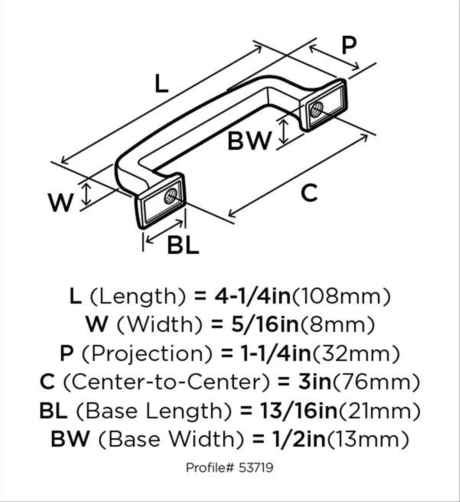 Amerock Westerly 3 inch (76mm) Center-to-Center Polished Nickel Cabinet Pull