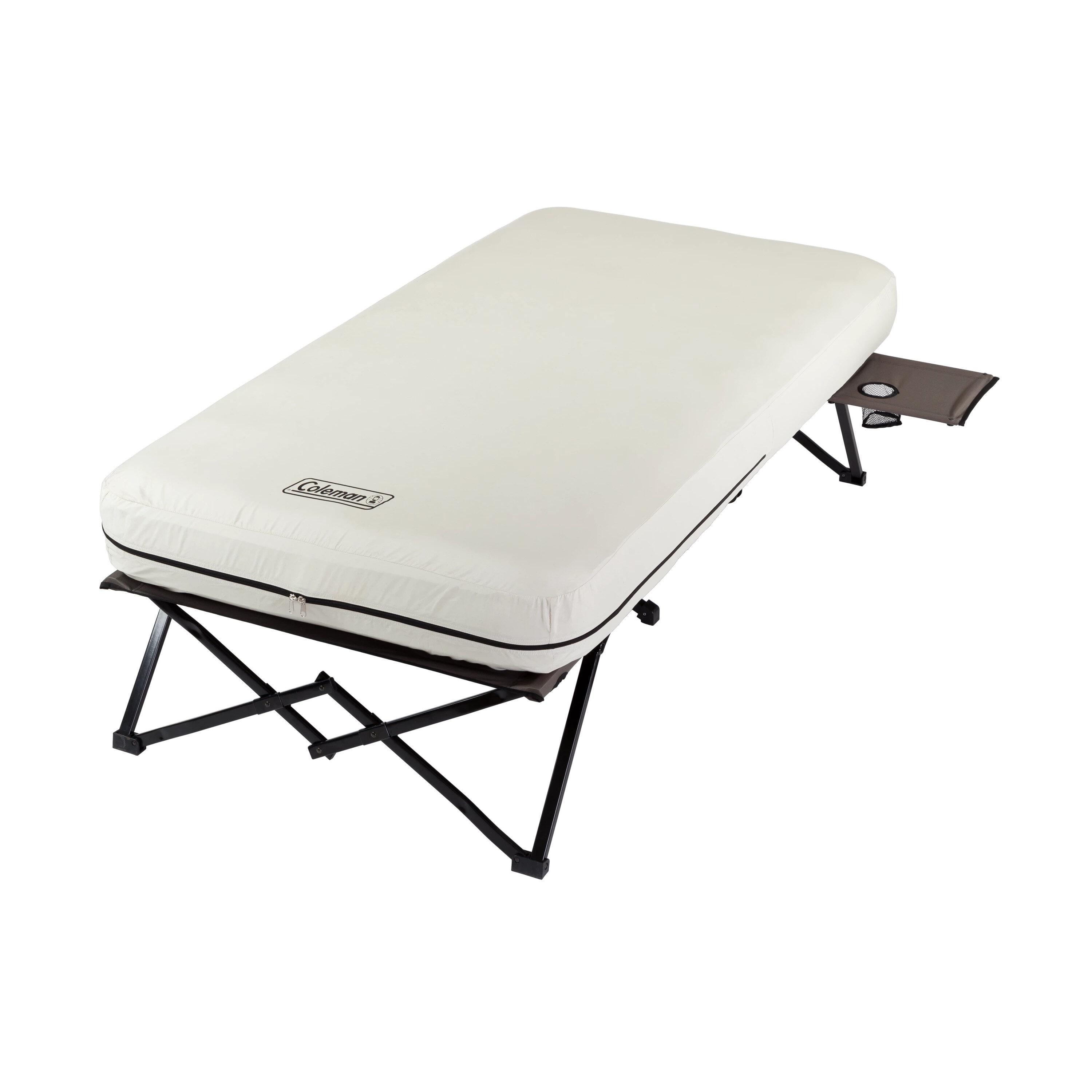 Coleman Camping Cot with Side Tables, Air Mattress & Battery Pump, Twin