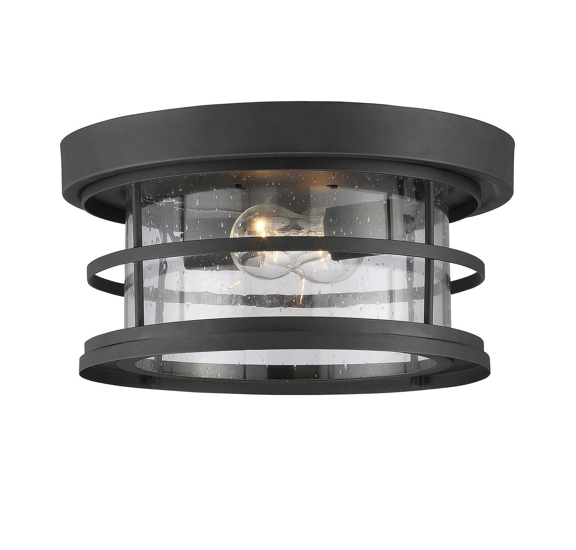 Black Glass 13" Nautical Flush Mount Ceiling Light