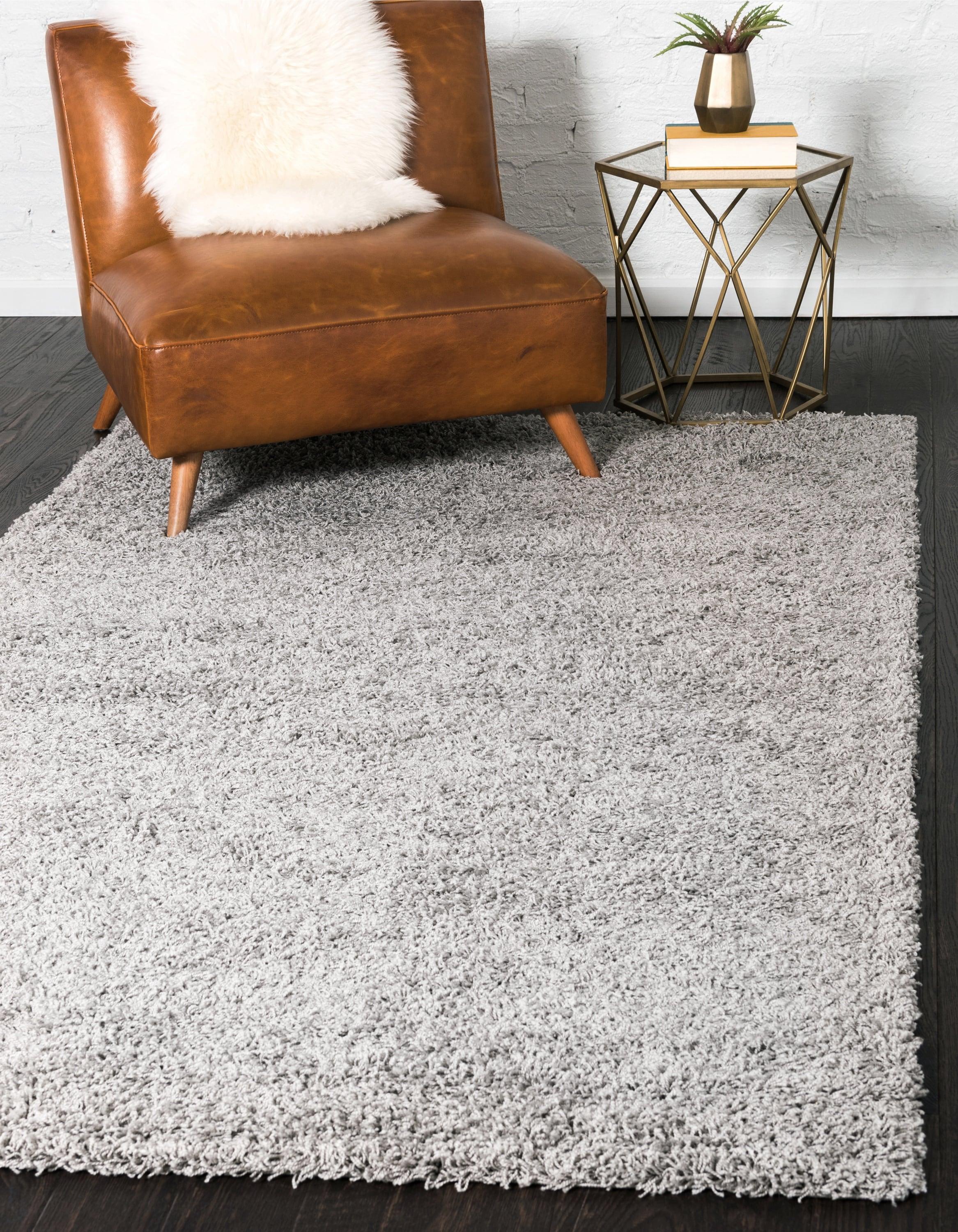 Unique Loom Solid Shag Collection Area Rug (7' 1" x 10' Rectangle Cloud Gray)