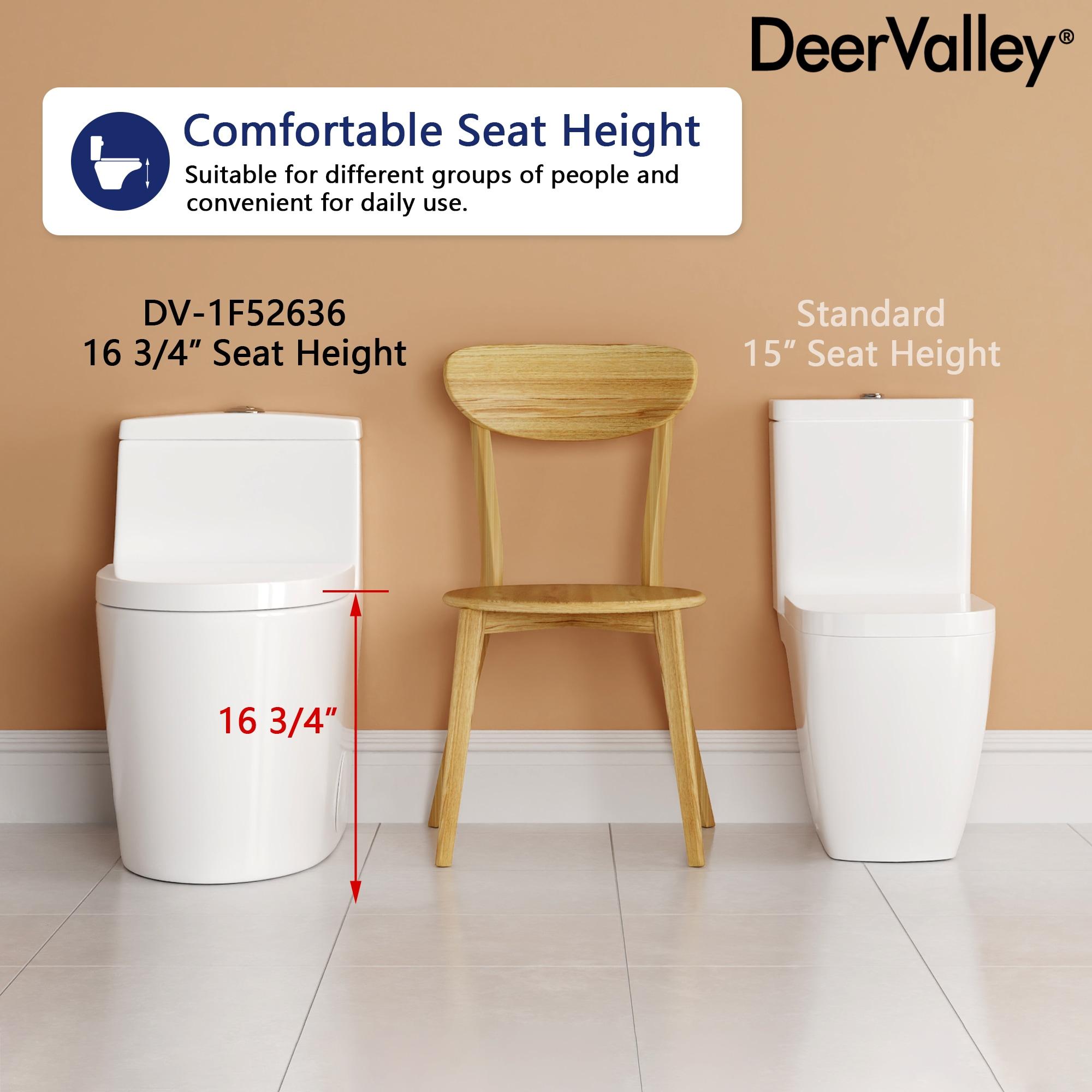 DeerValley Prism Dual-Flush Elongated One-Piece Toilet with Glazed Surface Lower Water Tank for Space Saving (Seat Included)