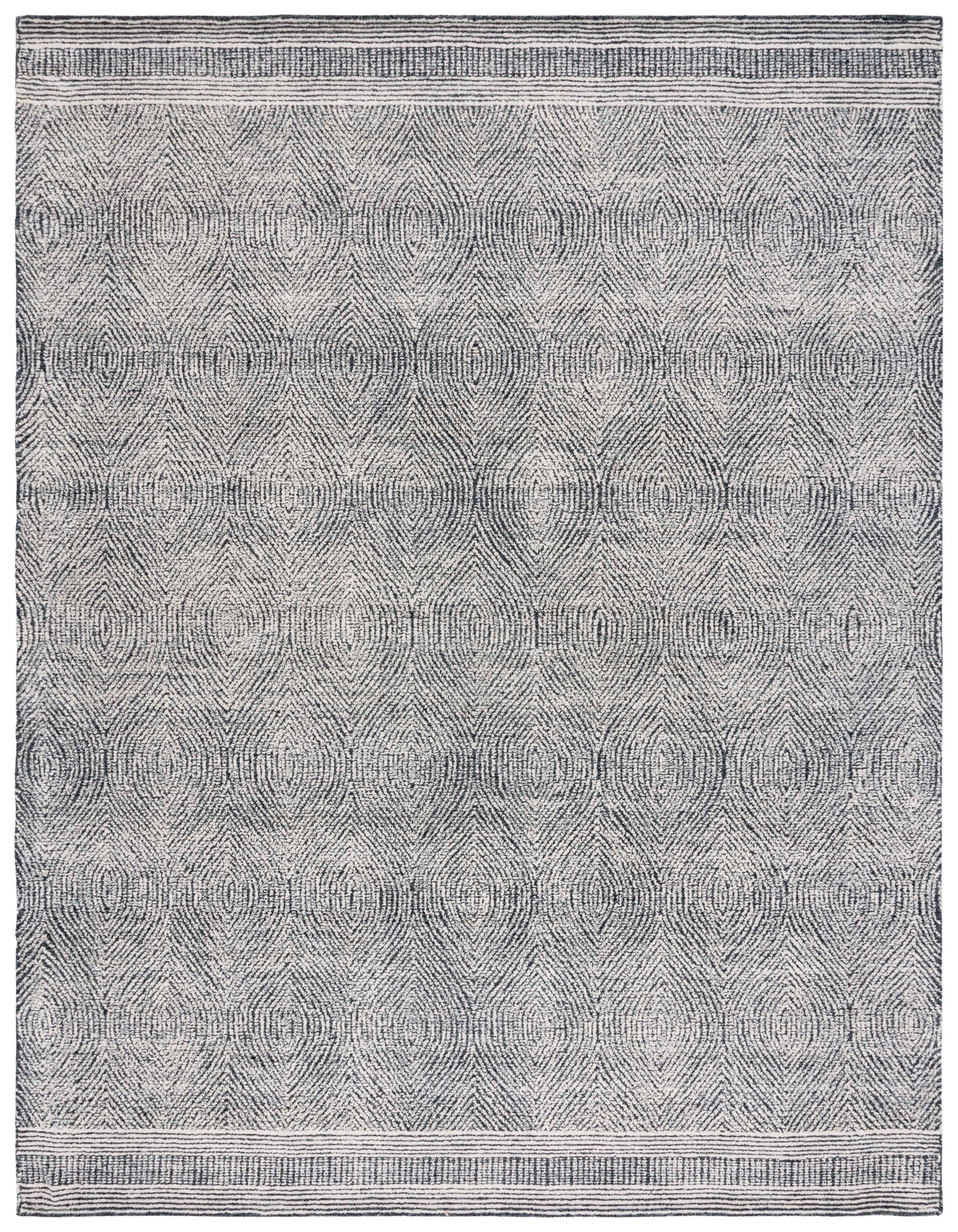 SAFAVIEH Abstract Caelestinus Ogee Wool Area Rug, Ivory/Charcoal, 10' x 14'