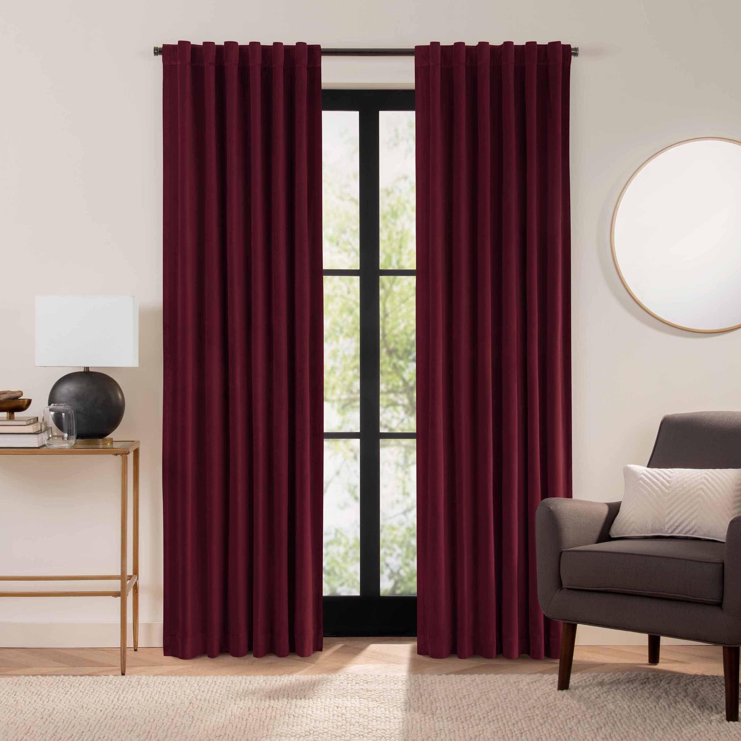 Eclipse Eclipse Luxury Cotton Velvet 100% Blackout Rod Pocket Back Tab Curtain Panel
