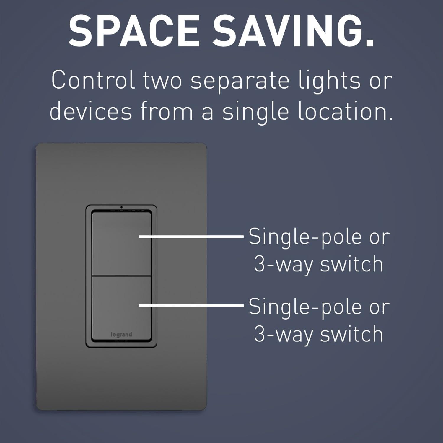Radiant 15-Amp Combination Two Single Pole/3-Way Rocker Light Switch