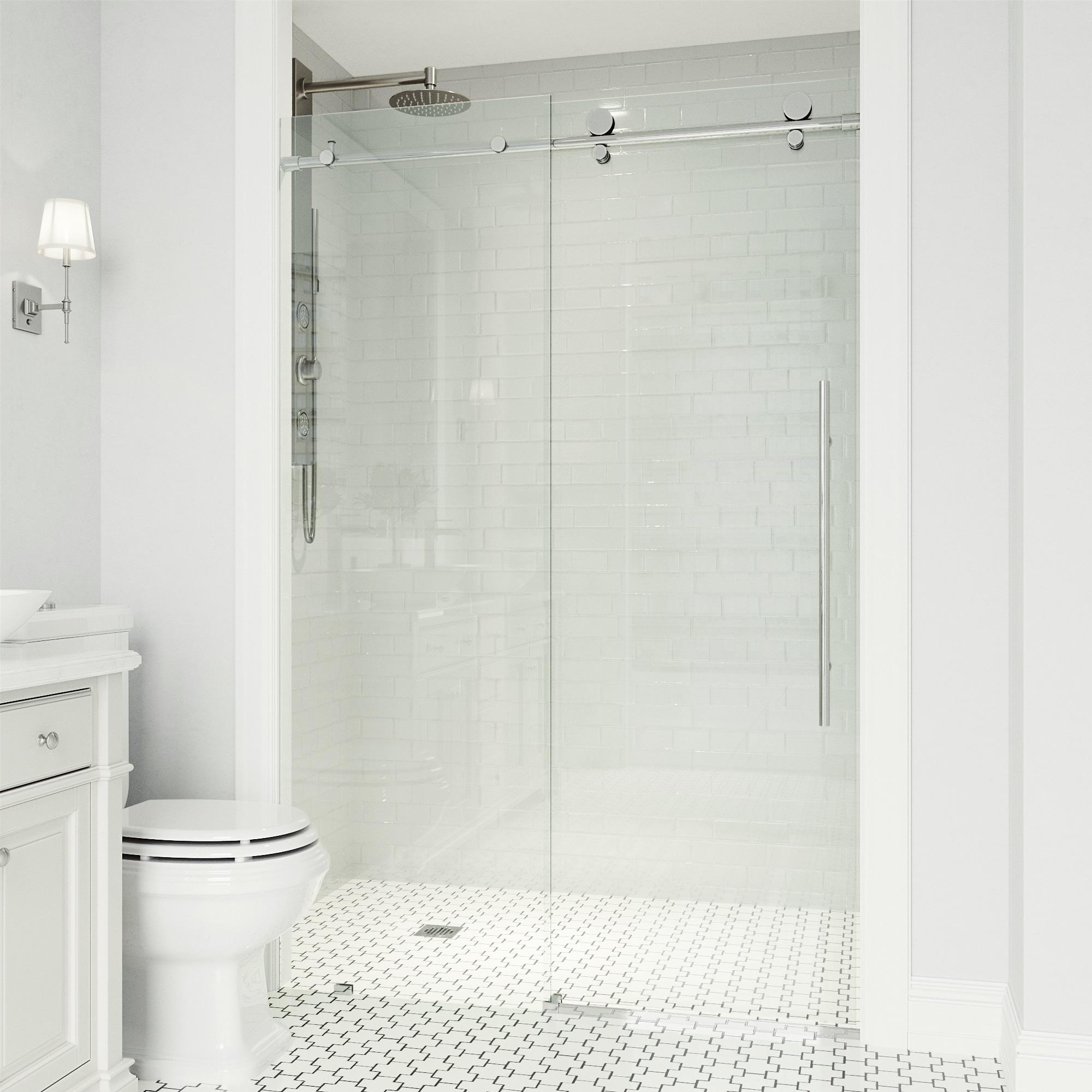 Elan E-Class 68-72" W x 76" H Sliding Frameless Shower Door with 3/8" Clear Glass