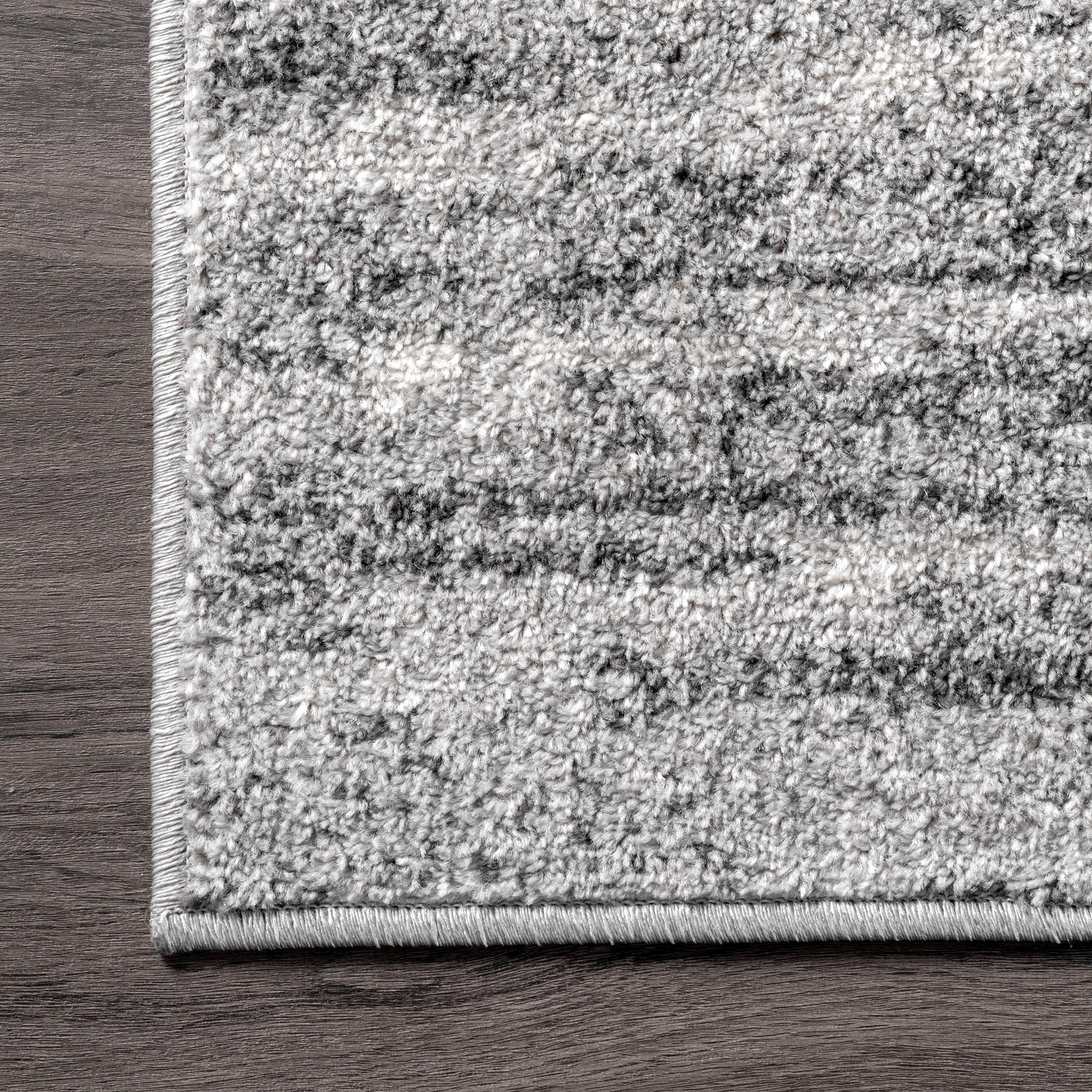 Gray Abstract Square Synthetic Easy Care Area Rug