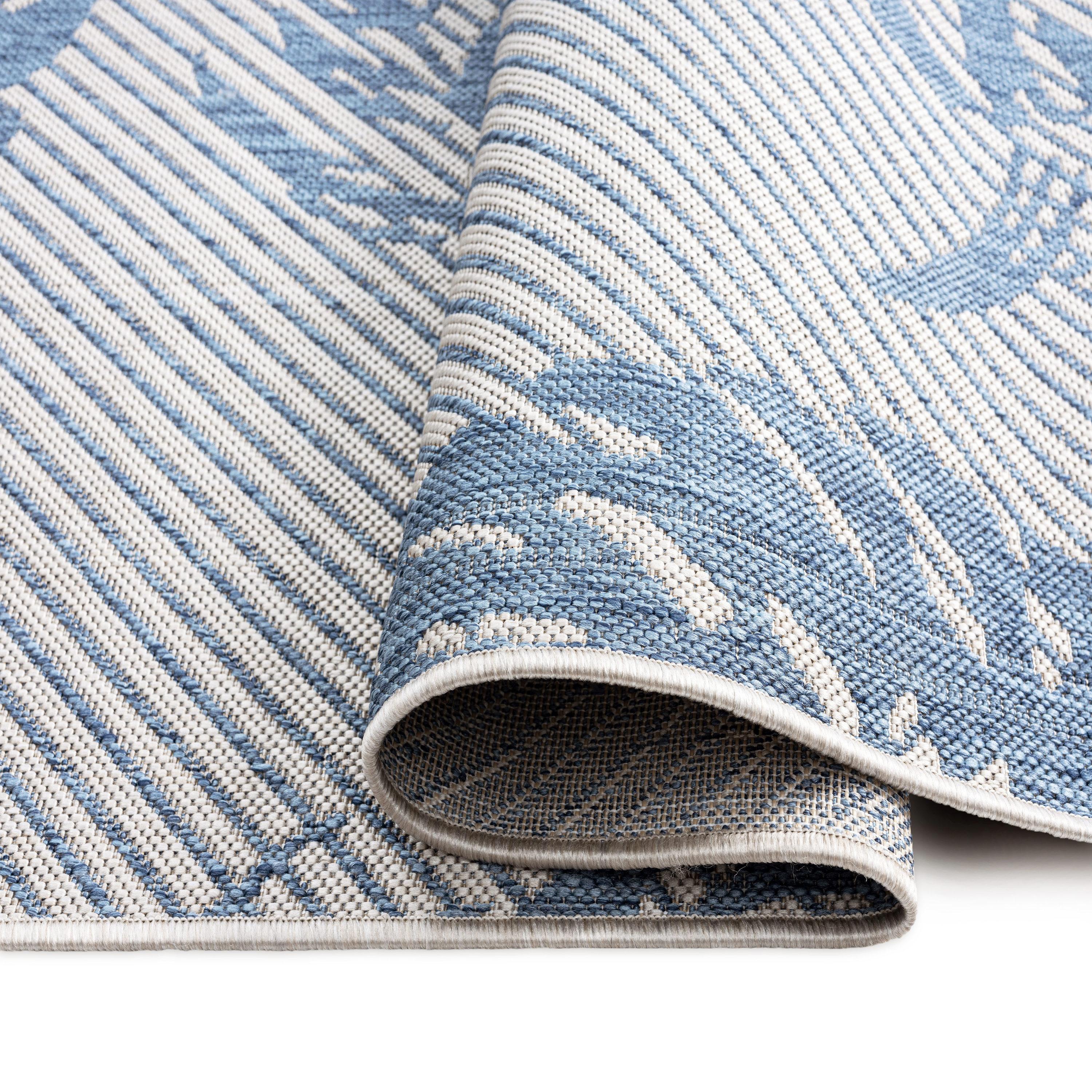 Tommy Bahama Palm Coastal Indoor/Outdoor Area Rug, Silver/Blue
