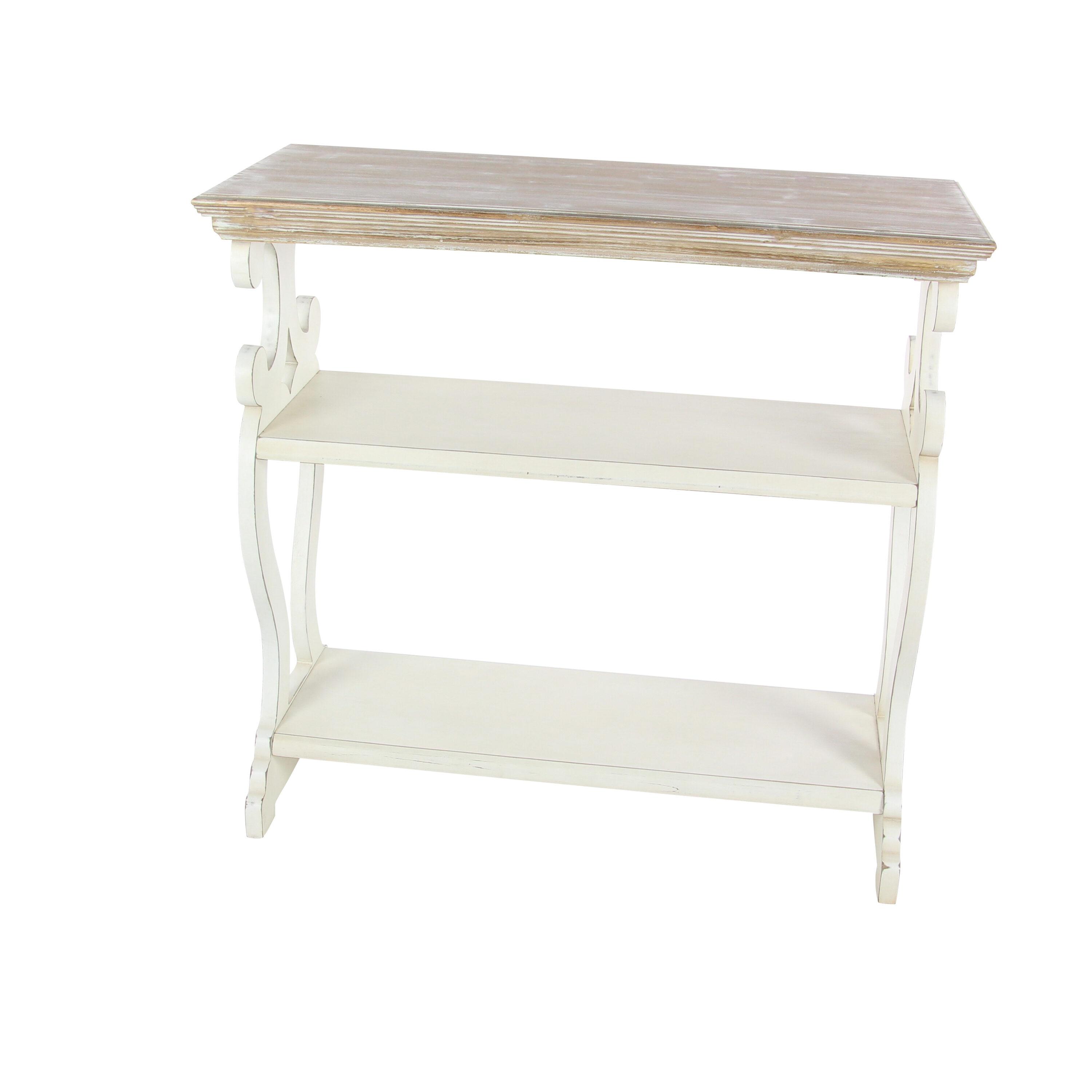 Farmhouse Wood Console Table Off White - Olivia & May: 2-Shelf Design, Tall Profile