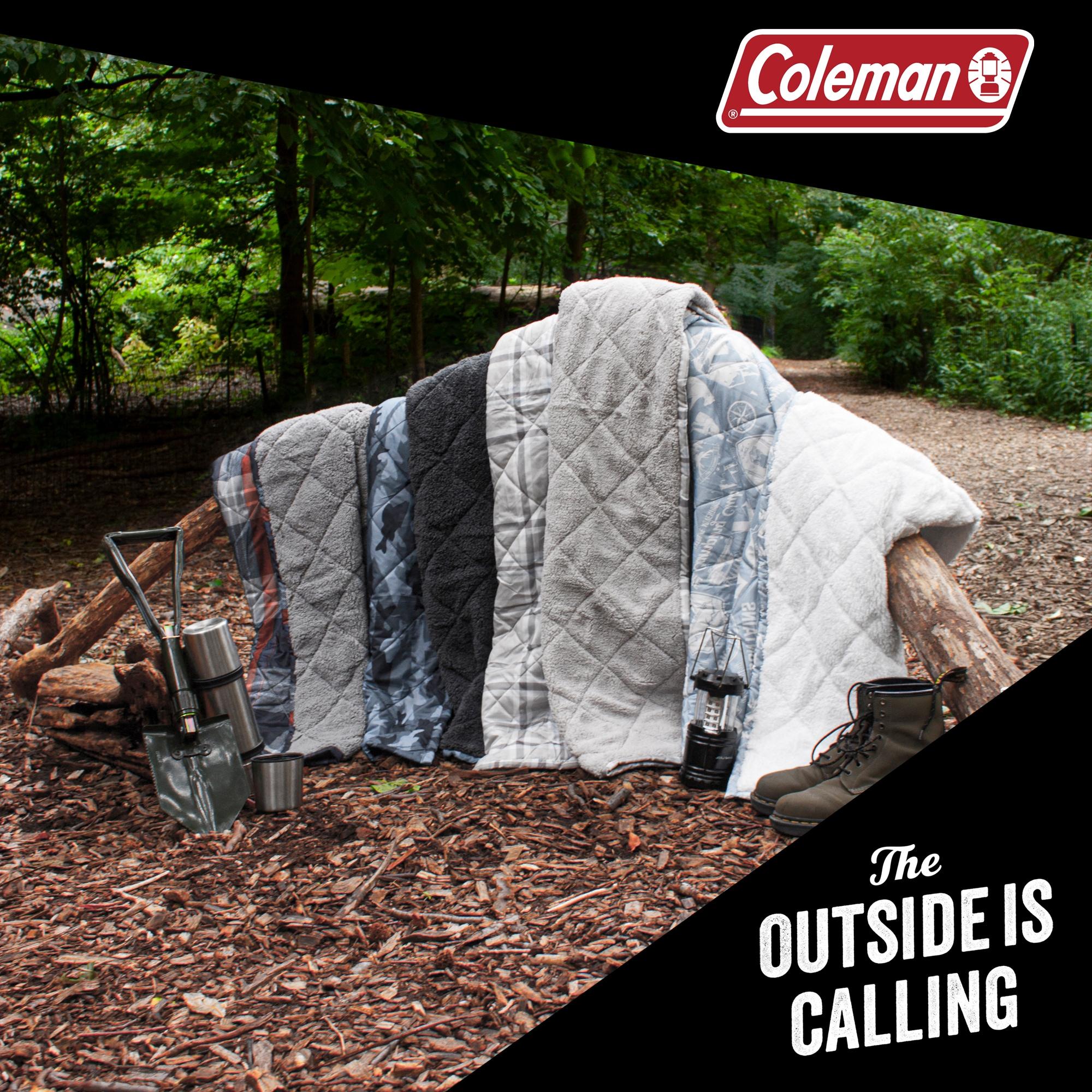 Coleman Coleman Reversible Water Resistant Nylon and Sherpa Diamond Quilted Indoor/Outdoor Throw/Picnic Blanket