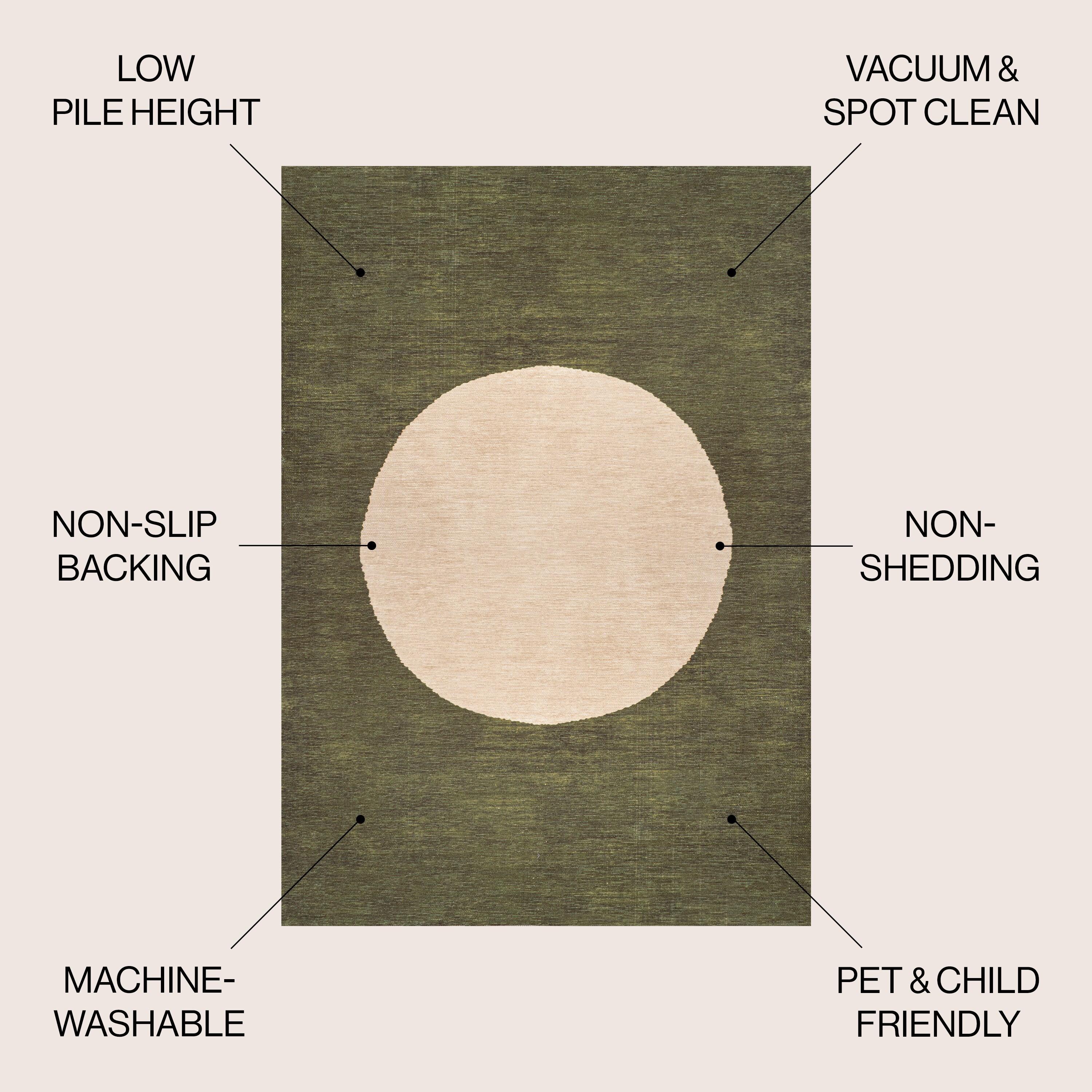 8' x 10' Cirkel Minimalist Geometric Dot Machine-Washable Area Rug, Olive/Cream - JONATHAN Y