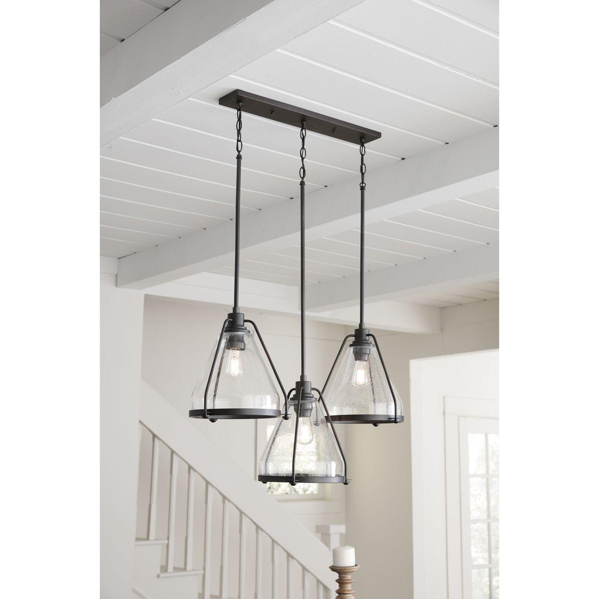 Progress Lighting, Range Collection, 1-Light Wall Sconce, Graphite Finish, Clear Seeded Glass Shade