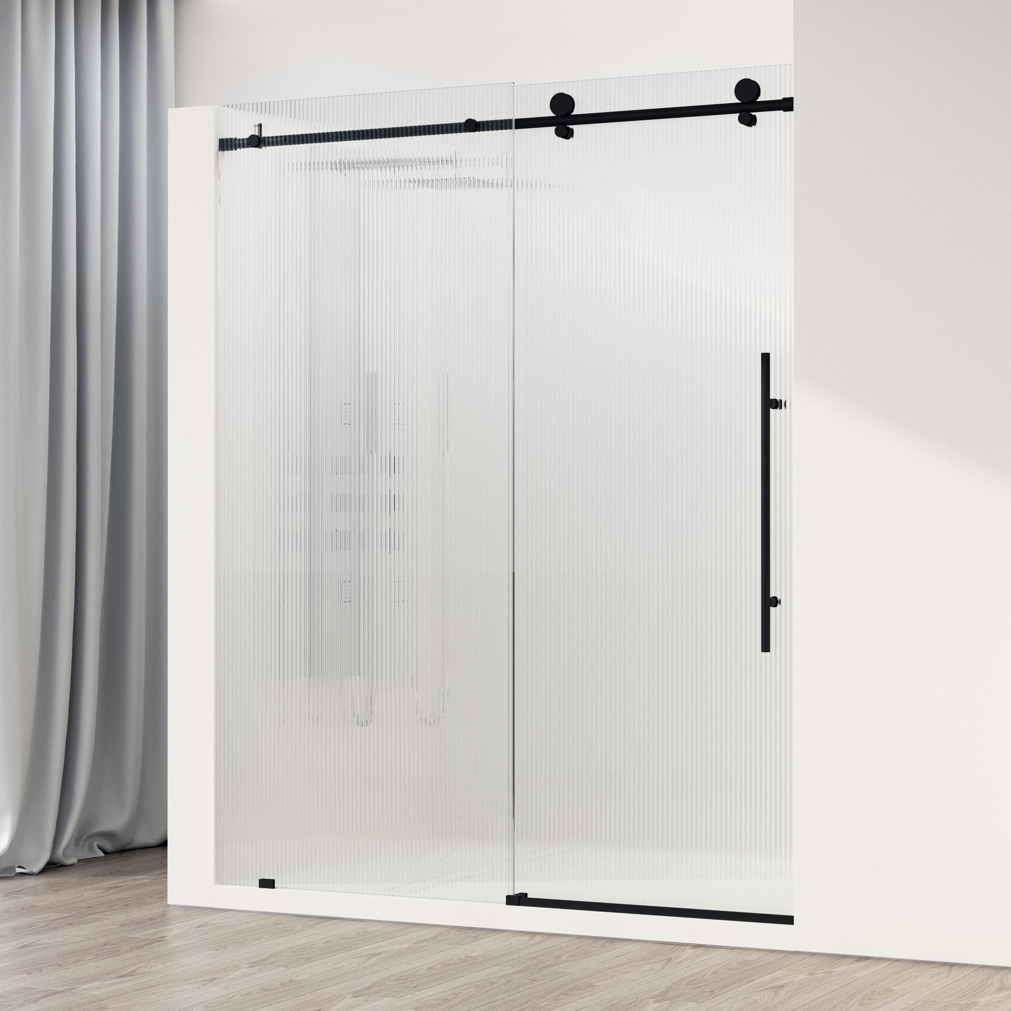 Elan E-Class 56-60" W x 76" H Sliding Frameless Shower Door with 3/8" Fluted Glass