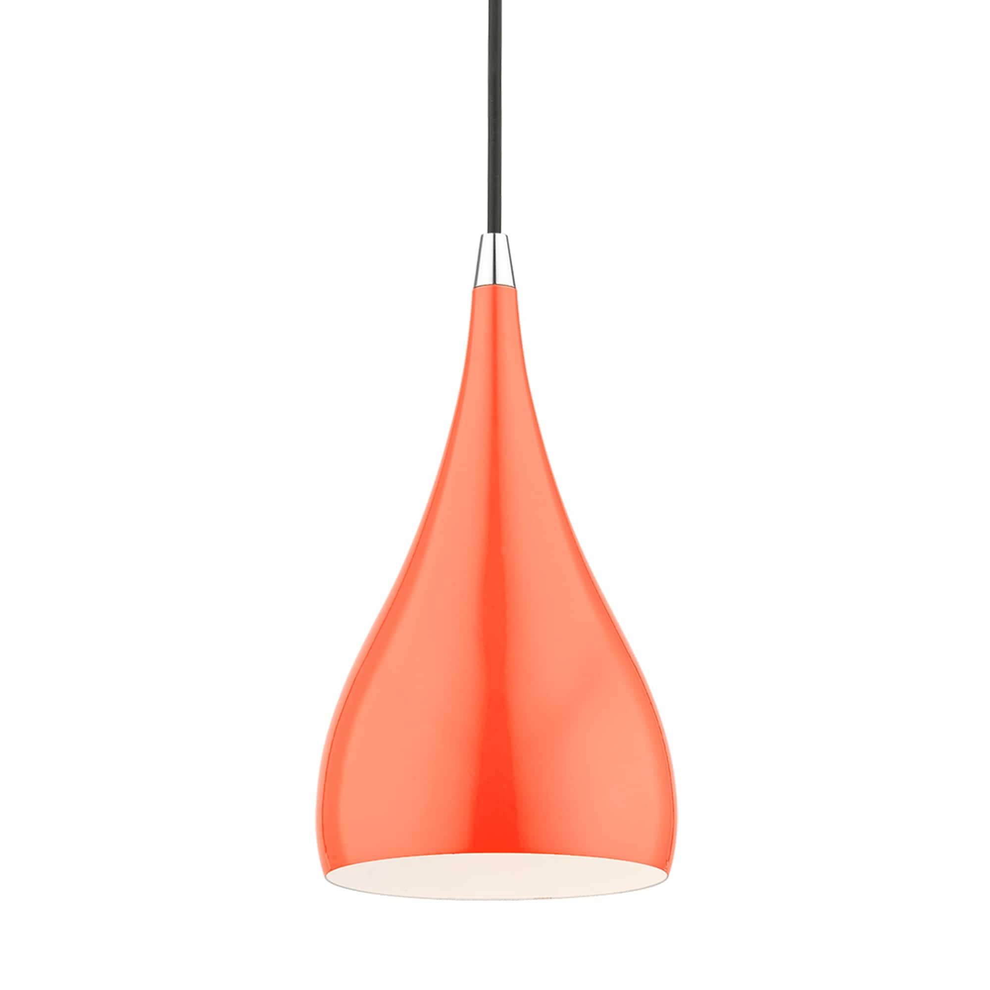 Livex Lighting Amador 1 - Light Pendant in  Shiny Orange/Polished Chrome