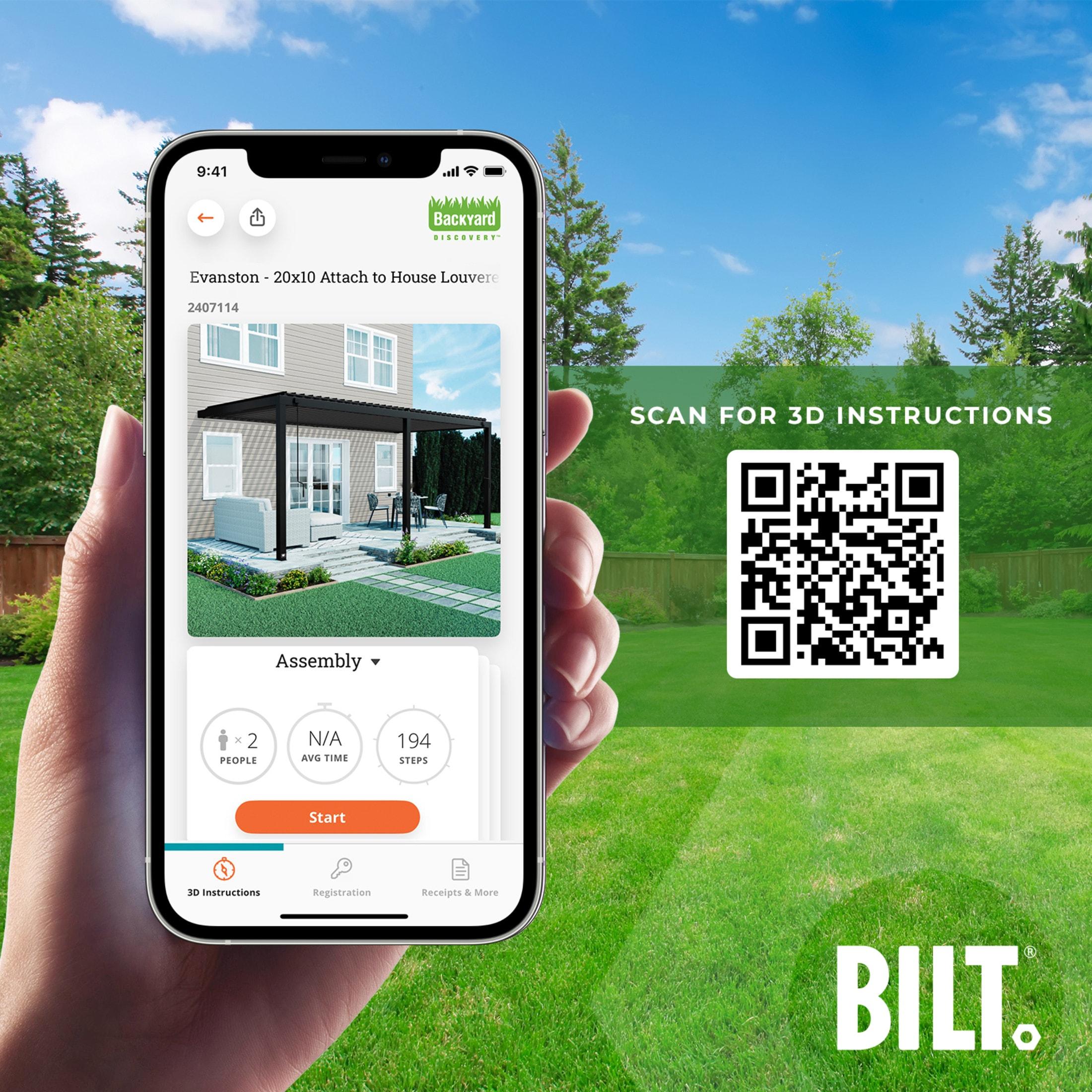 Backyard Discovery Evanston 20'x10' Steel Wall-Mounted Louvered Pergola, Adjustable Roof