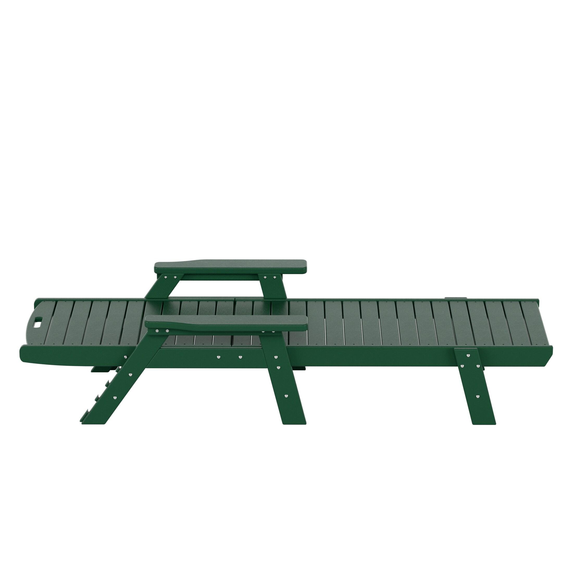 Polytrends Laguna 78" Poly Weather-Resistant Outdoor Chaise Lounge (Set of 2) Dark Green