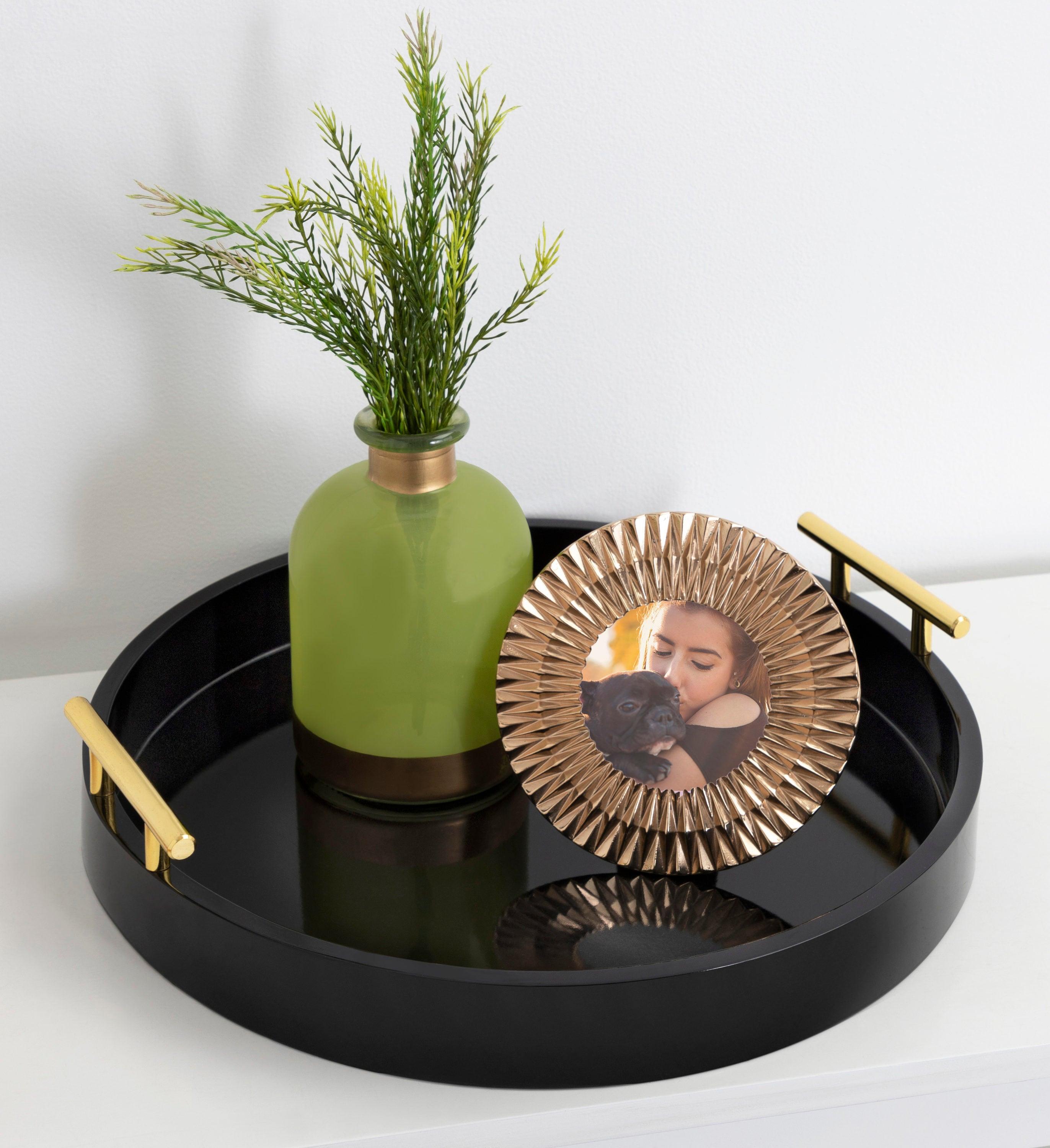 Kate and Laurel Lipton Tray, 15.5" Diameter, Black