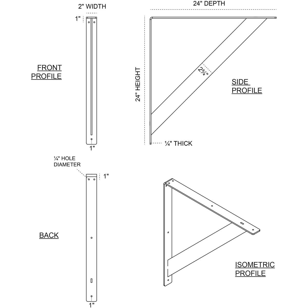 Traditional H 2'' W D Metal Bracket / Corbel