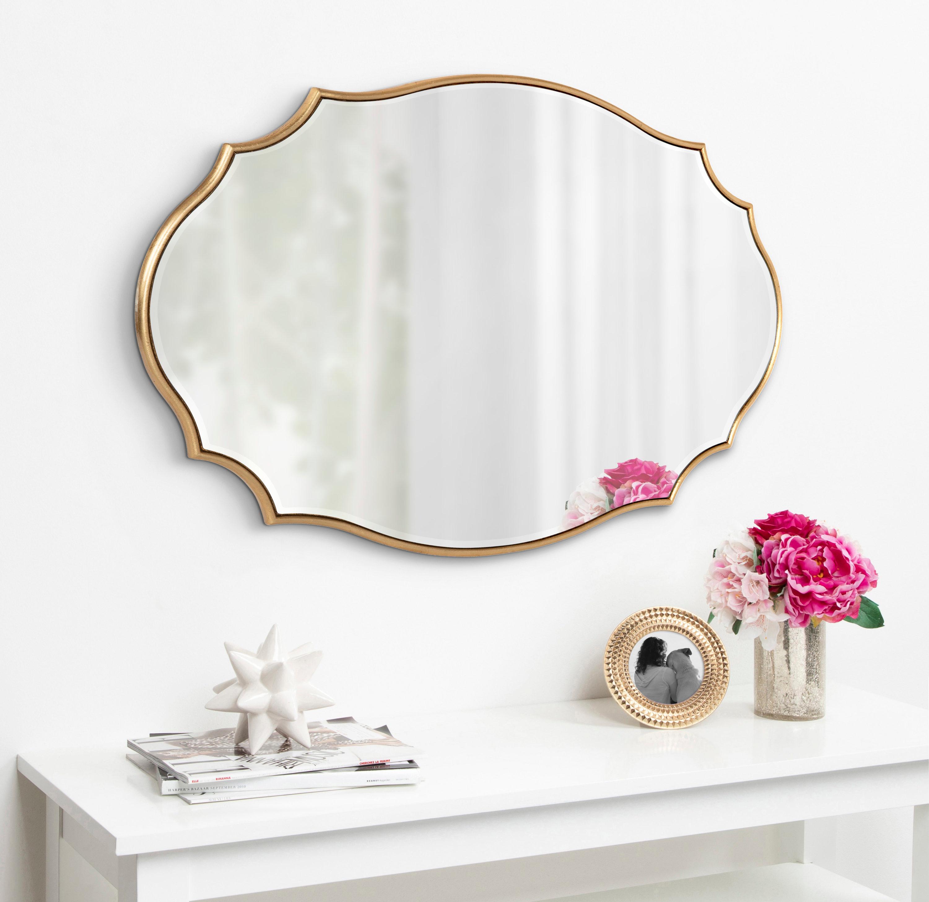 24" x 36" Leanna Scalloped Oval Decorative Wall Mirror Gold - Kate & Laurel All Things Decor