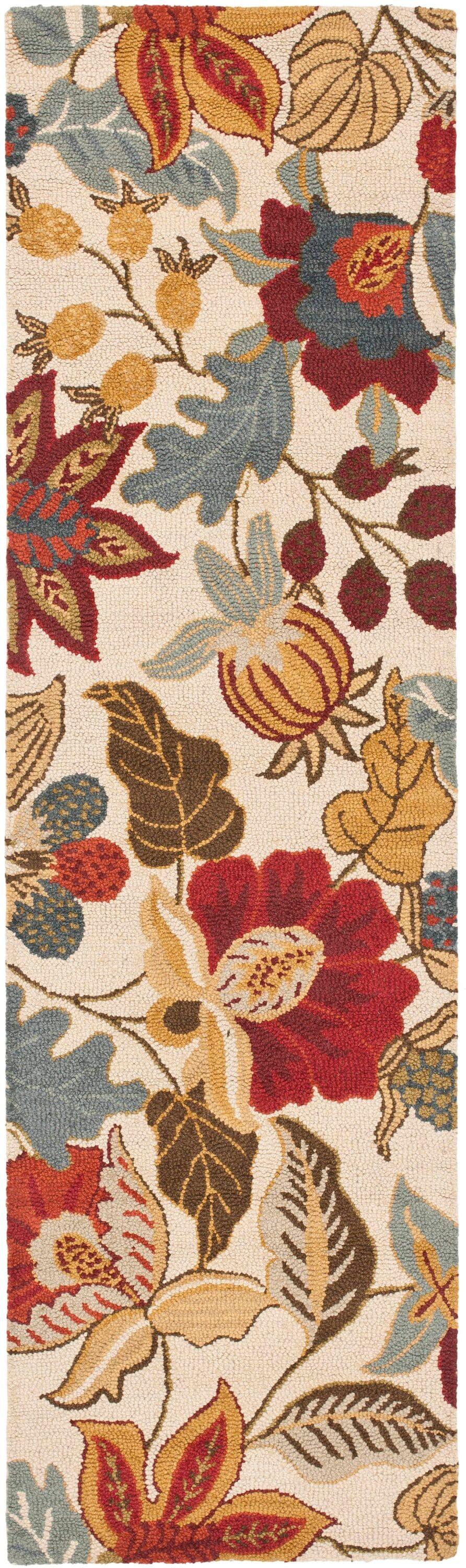 Blossom BLM863 Hand Hooked Runner Rug - Ivory/Multi - 2'3"x6' - Safavieh.