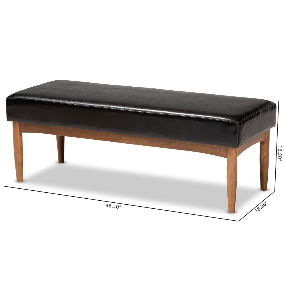 Arvid Faux Leather Upholstered Wood Dining Bench Dark Brown/Walnut - Baxton Studio