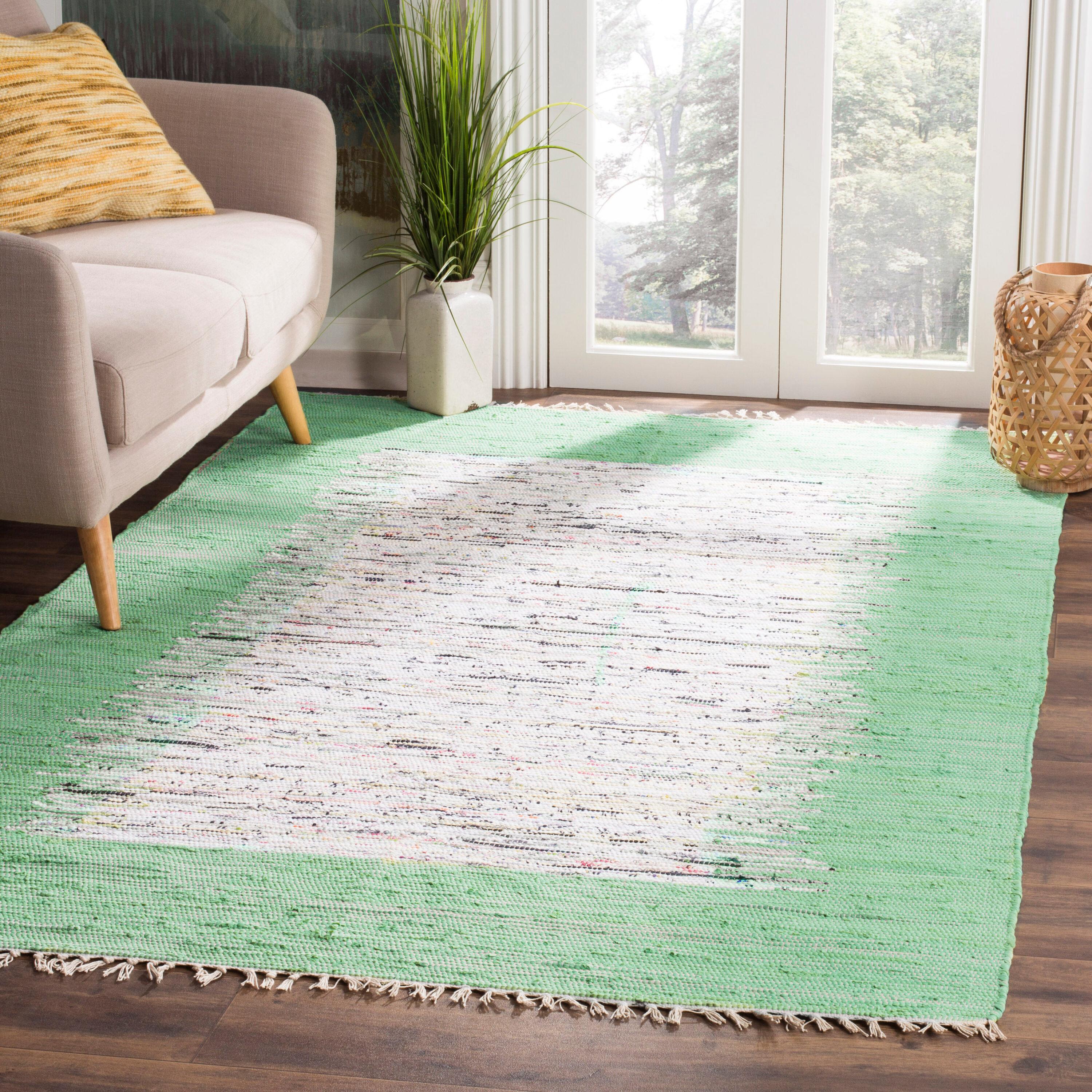 Montauk MTK711 Hand Woven Indoor Area Rug - Ivory/Sea Green - 4'x4' - Safavieh.