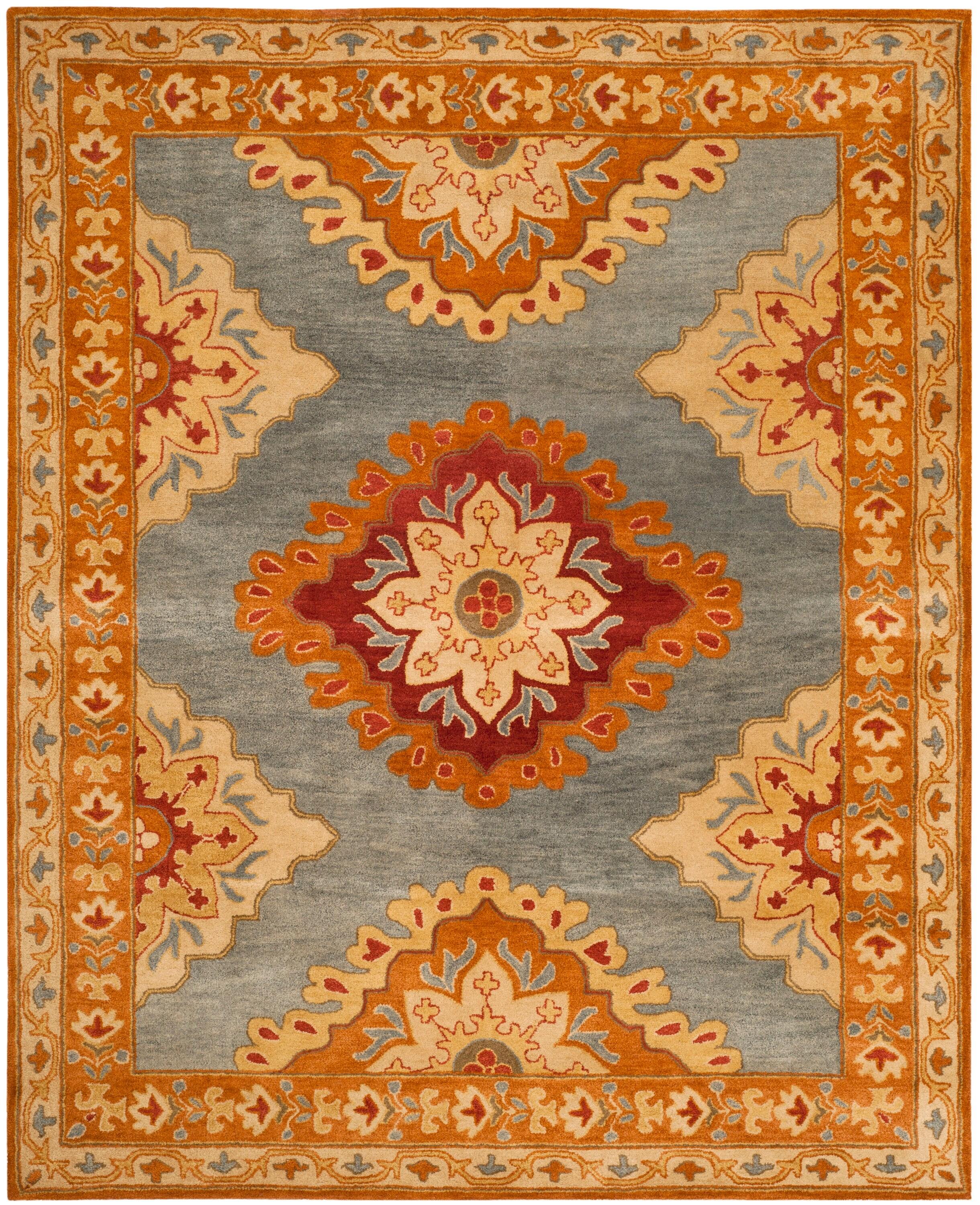 Heritage HG408 Handmade Area Rug - 8'x10' - Blue/Rust - Safavieh