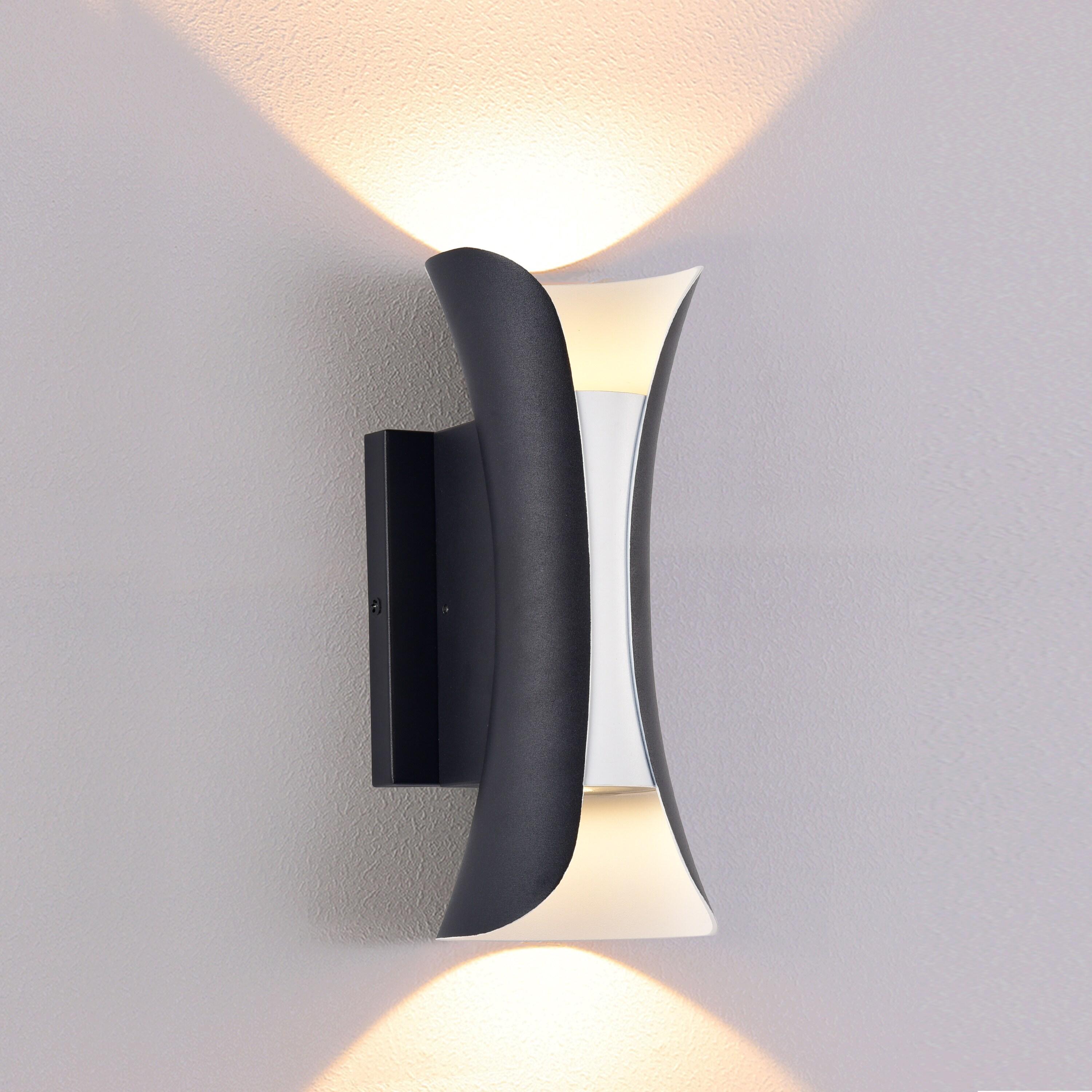 C Cattleya LED 2-Light Outdoor Wall Sconce, Wall Light Fixture-Black and White Finish